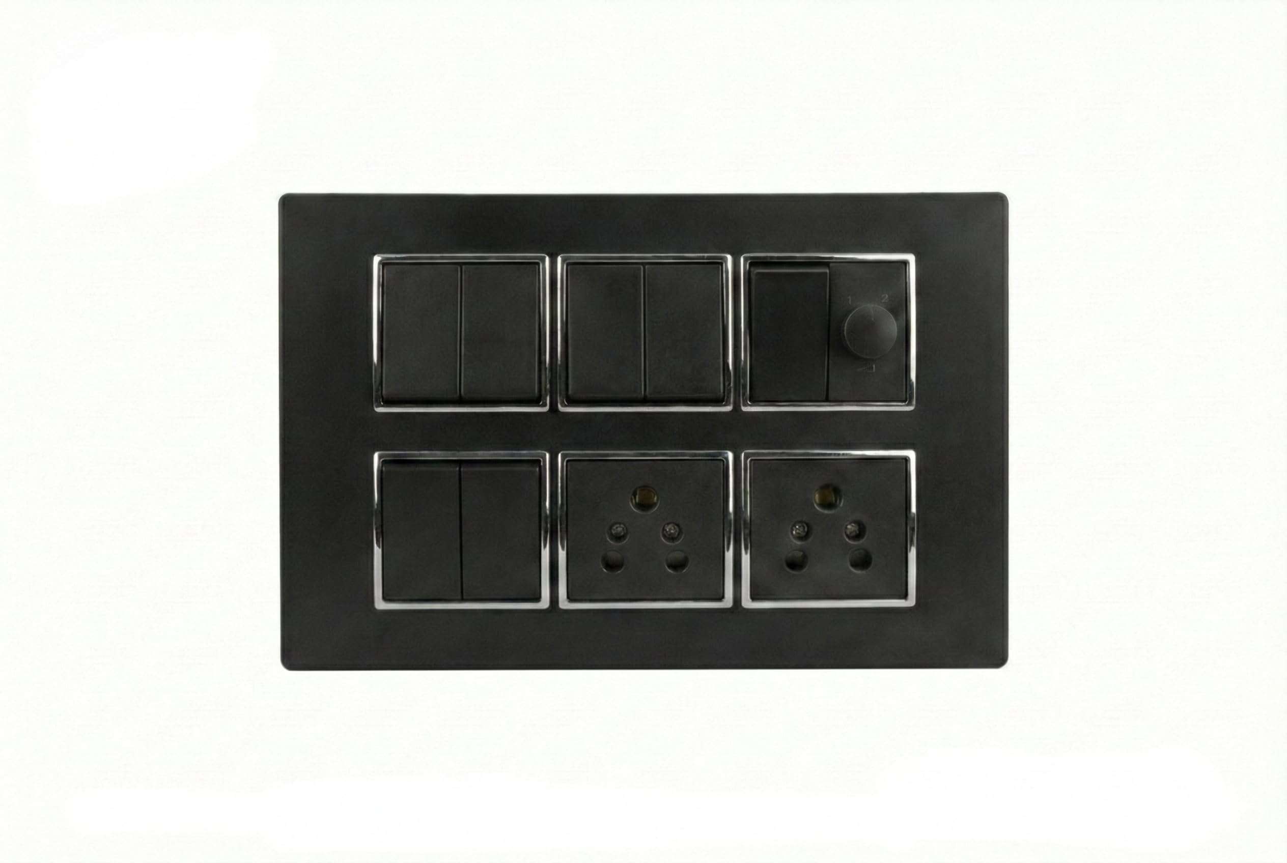 Modular Switch Board with 9 Switches, Fan Regulator, 5A Socket, Black, Surface Mount, ISI Certified-image-11
