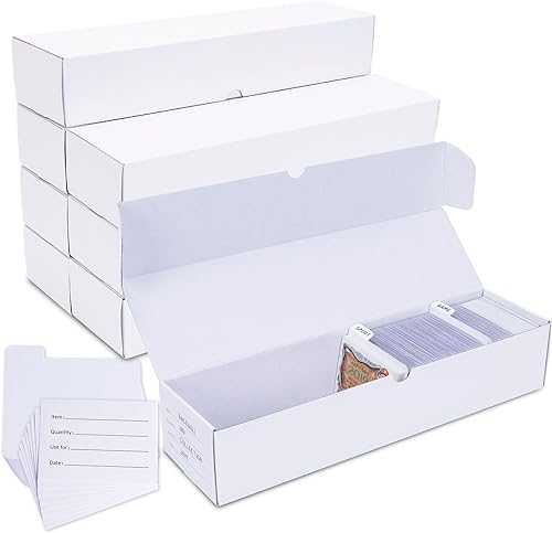 Leyzan Caja de almacenamiento de tarjetas coleccionables, paquete de 8  Caja de almacenamiento de cartón corrugado de 1000 unidades con divisores y