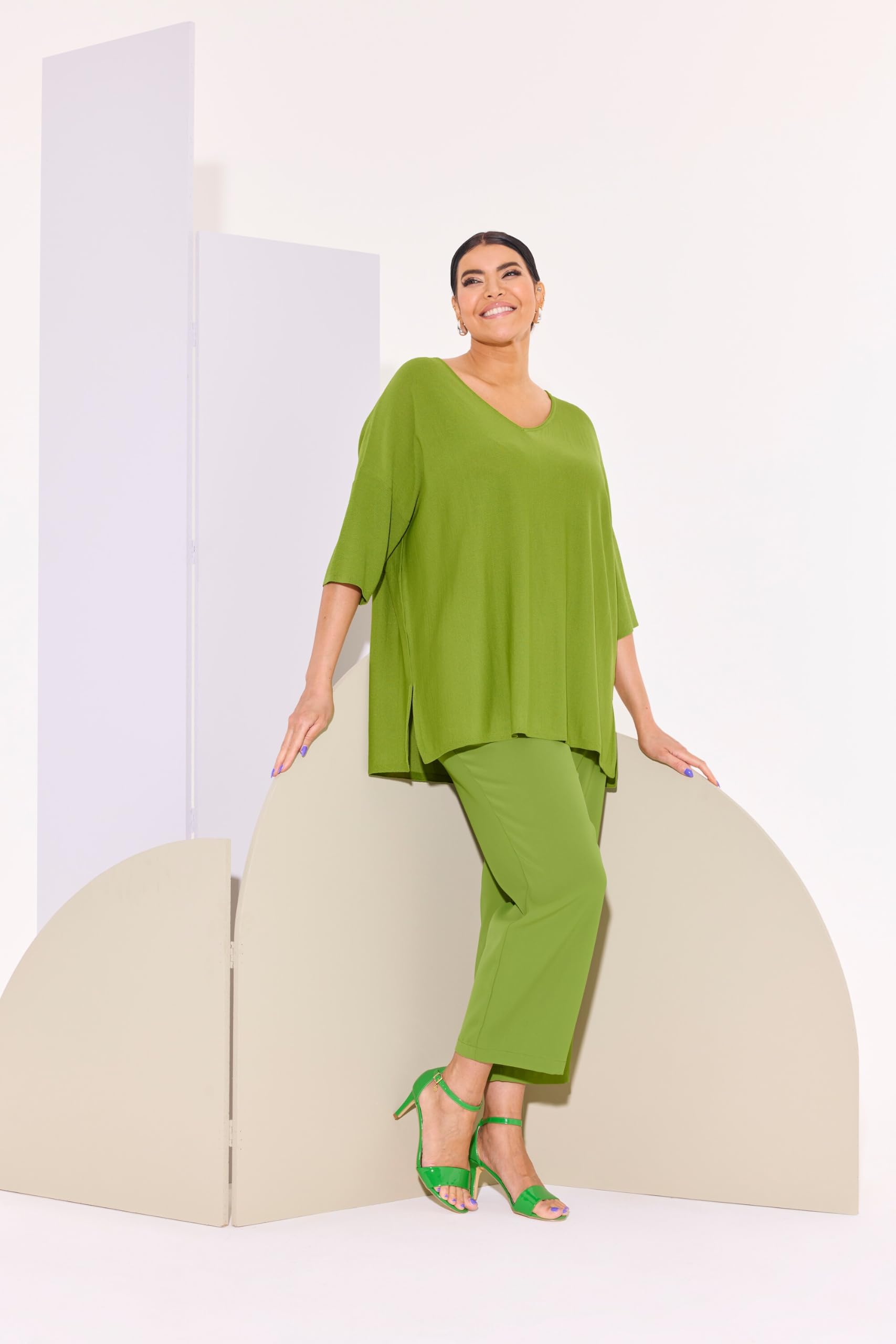 Ulla Popken Sweter rozpinany Kobiety Pullover, Oversized, V-ausschnitt, Halbarm