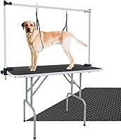 LEIBOU 45" Foldable Heavy Duty Dog Grooming Table w/ Adjustable H-Shape Arm & Noose, 260lbs Capacity, Professional Pet Table