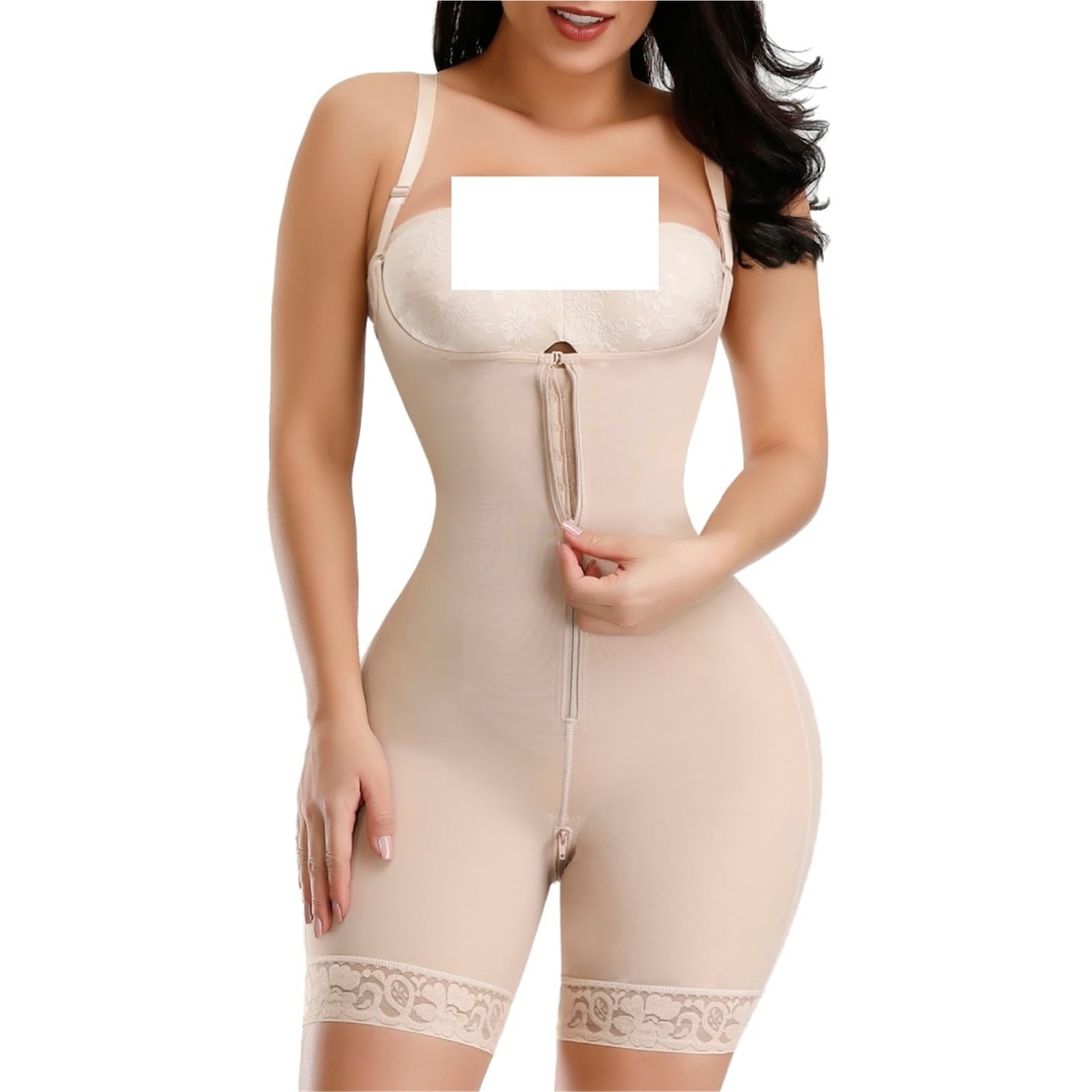 Bodysuit Shapewear Cinghie Staccabili Shaper for Tutto Il Corpo Pancia Dimagrante Fase 3 Cintura Push Up Butt Lifter Shapewear für Snellente(Beige,XS)