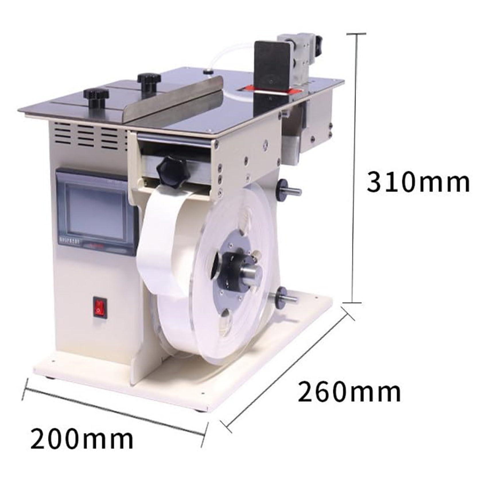 Etichettatrice automatica ad angolo a 90° con touch screen, velocità e lunghezza regolabili, etichettatrice 200 mm/min per etichette quadrate, rotonde e trasparenti