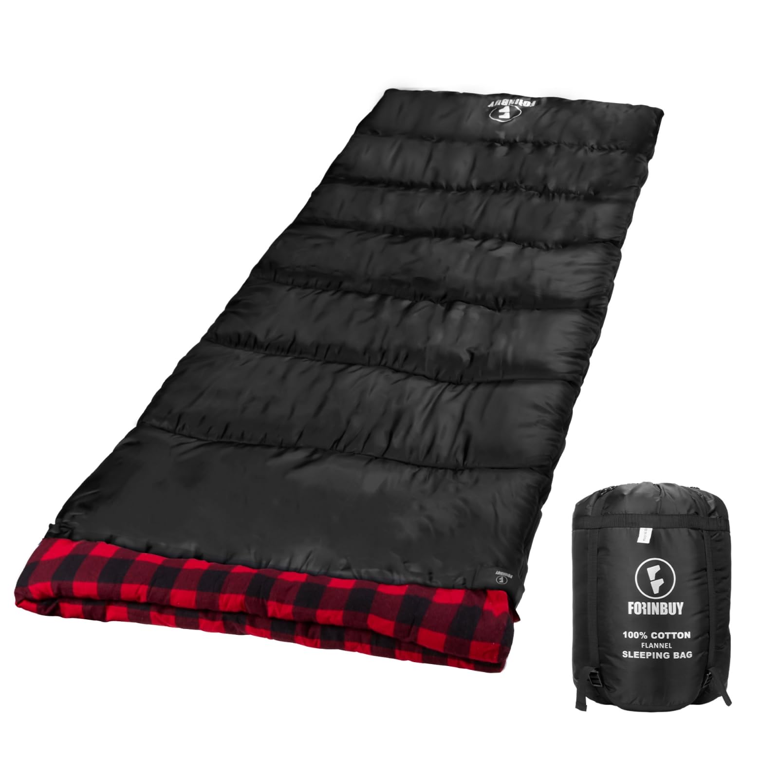 FORINBUY Cotton Flannel Sleeping Bag for Adults, XL 3-4 Seasons Waterproof  Warm Envelope Sleeping Bag,Cold Weather Sleeping Bags for Outdoor Camping