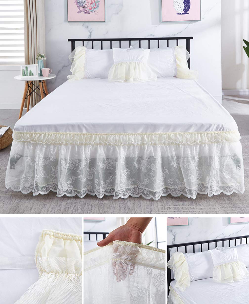 Bed Skirt Cal-King 18 Inch Drop Solid White 100% Cotton Hotel Quality Tailored Drop, Wrinkle & Fade Resistant