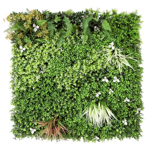 LOLAhome Jardín Vertical Artificial Estilo Mediterráneo | 1 m2: 1 Panel de 100x100 cm | 5 años protección UV | Realista y Elegante, Fácil instalación | para Interior y Exterior | Jardín Vertical