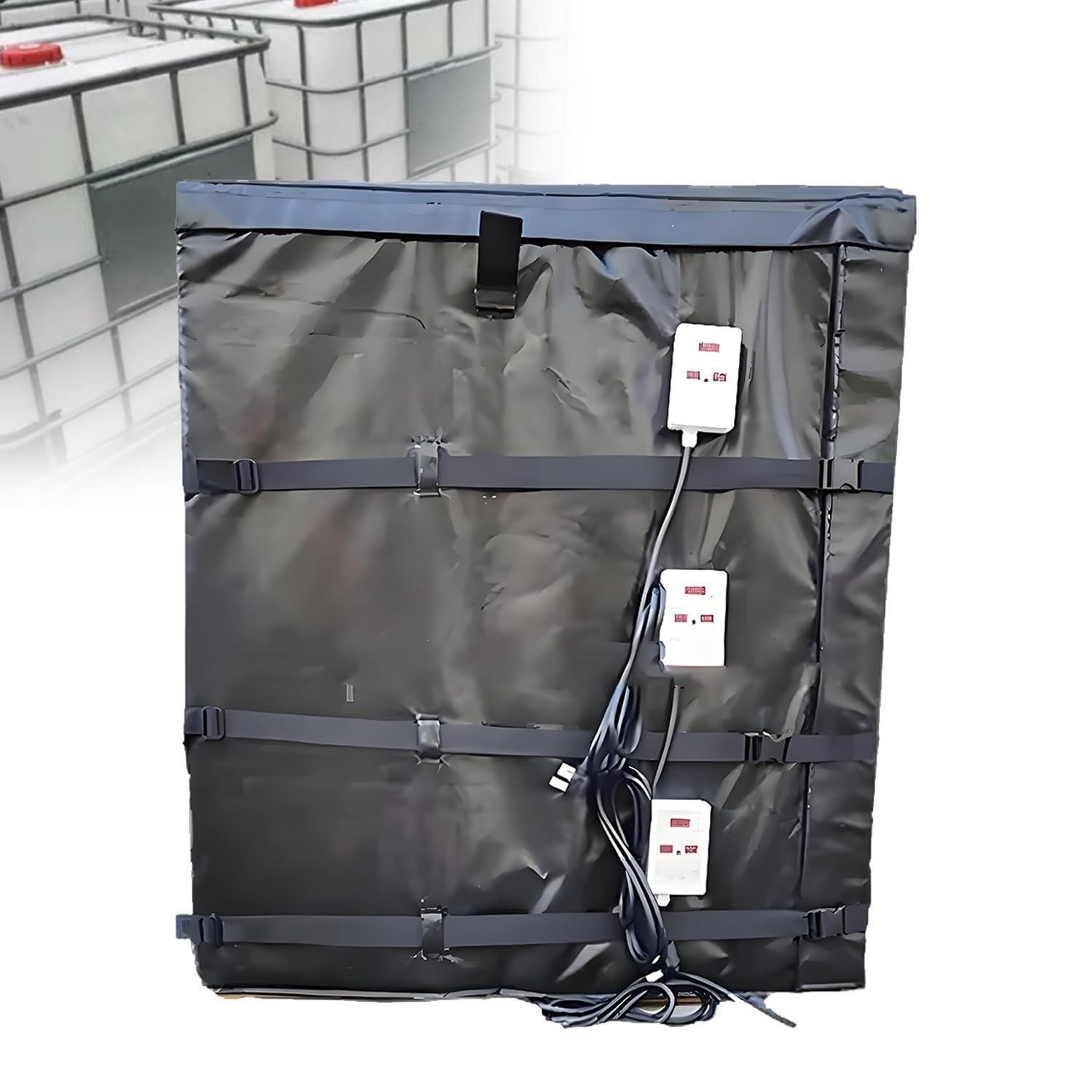 Koce grzewcze do beczek z olejem, ogrzewanie przemysłowe Koc-110V/220V, z regulacją temperatury, do zbiorników plastikowych IBC, rur, zbiorników urządzeń przemysłowych Black-150℃1000L