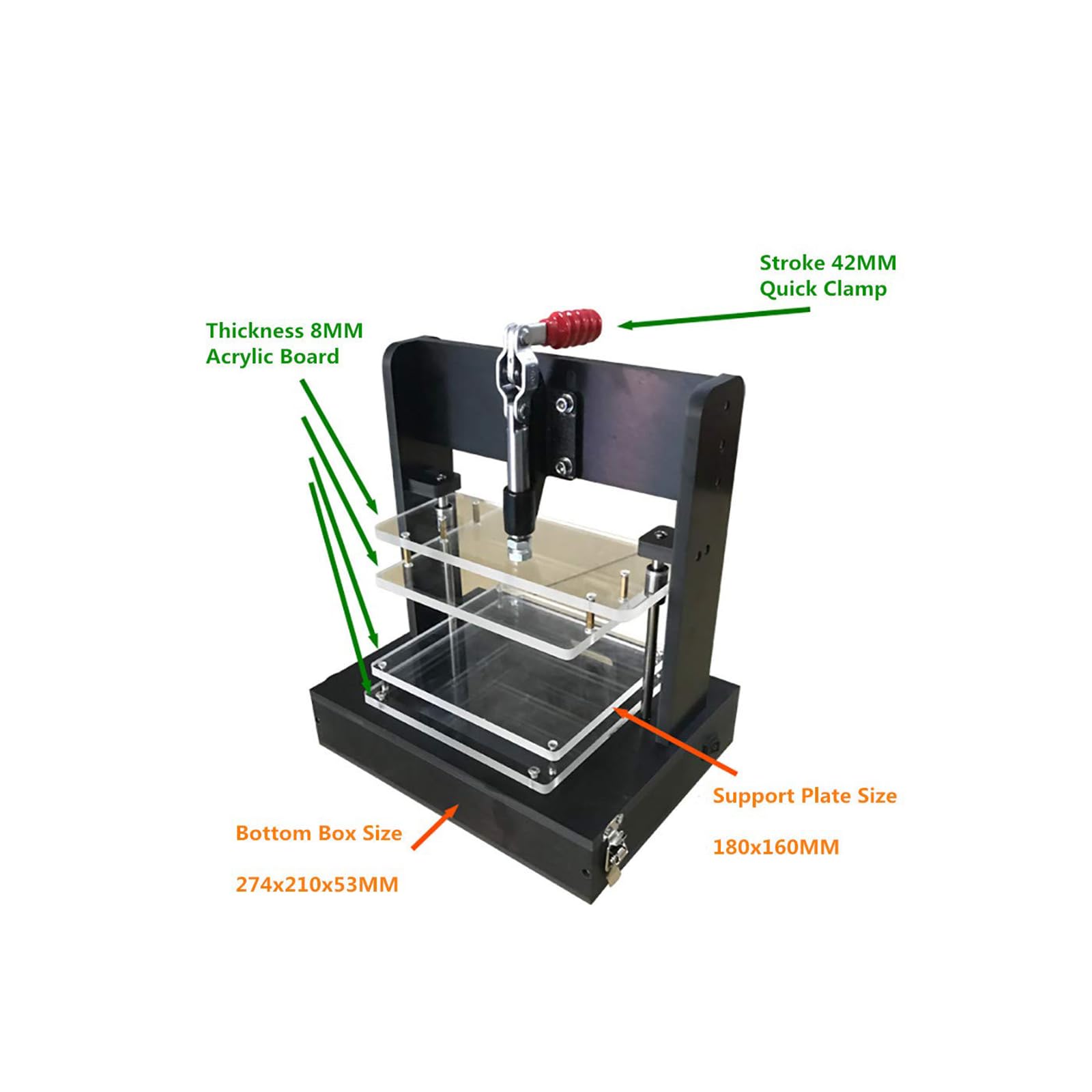 Supporto di Prova Universale per PCB, Rack di Prova per Pcba, Telaio Embryo, Dispositivo di Test per Circuiti Stampati Fai-da-Te con 4 Pannelli Acrilici 180x160MM