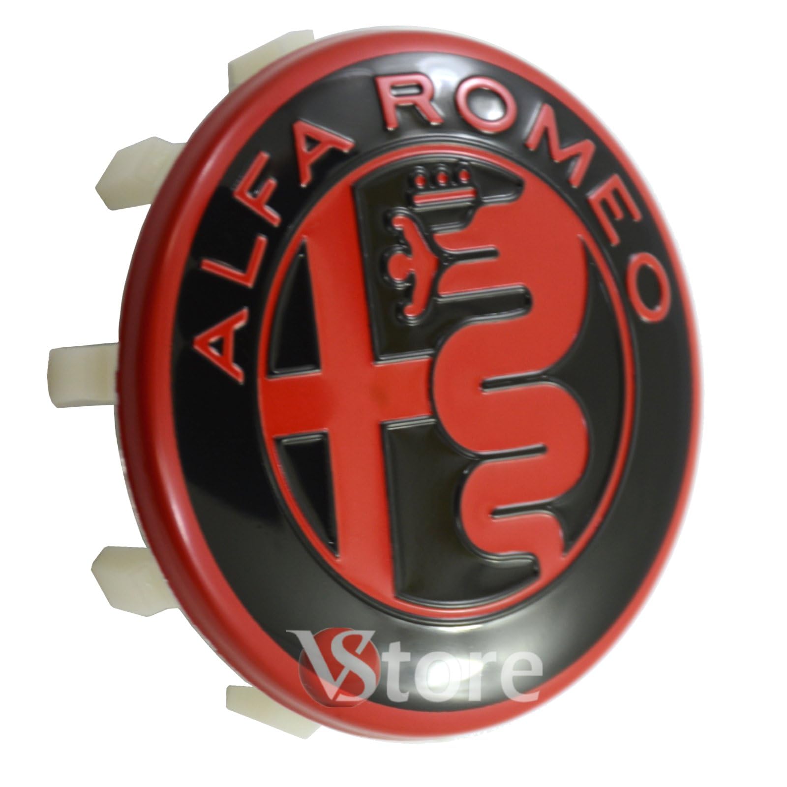 4 Tappi Coprimozzo 60mm Compatibili con ALFA ROMEO Giulietta Giulia 147 159 146 156 Brera Stemma Rosso Nero