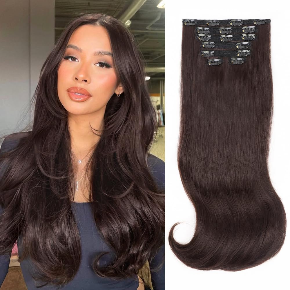 Amazon.com : ALXNAN Clip in Hair Extension, 7PCS Hair Extension Thick ...