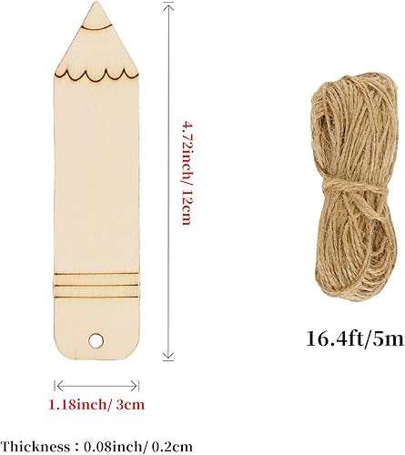 Miniatura 9 de Whaline 50 adornos colgantes con forma de lápiz de madera para el primer día de escuela, para el primer día de escuela, aula, fiesta, suministros de