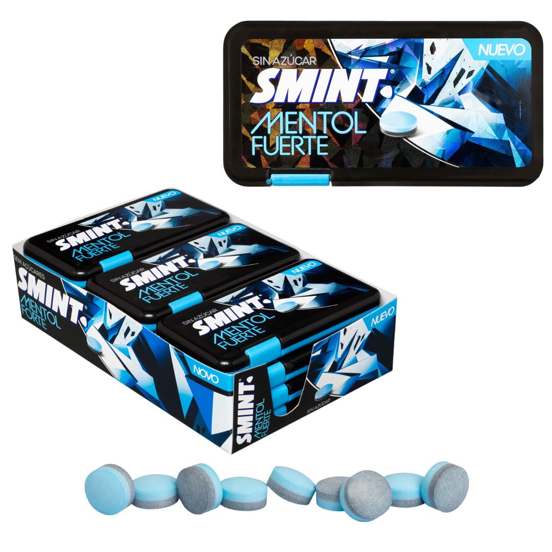 Smint - Flat Dispenser Caramelos Sin Azúcar Formato Plano Mentol Fuerte