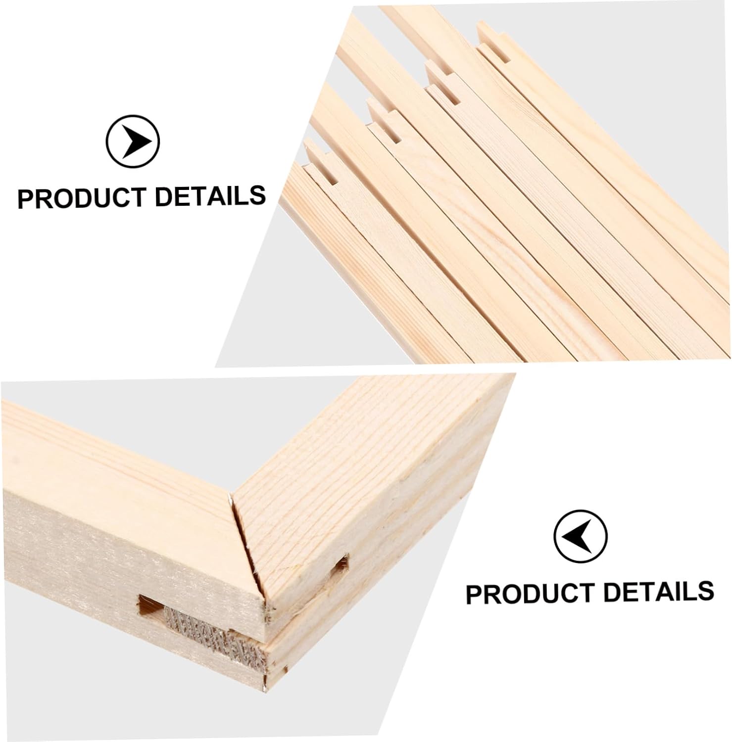 Gogogmee Solid Picture Frame Strips DIY Canvas Frame Kit 8 Pieces 19.68X0.74X0.70 Inch Wood Inner for Home Art Display and Canvas Prints