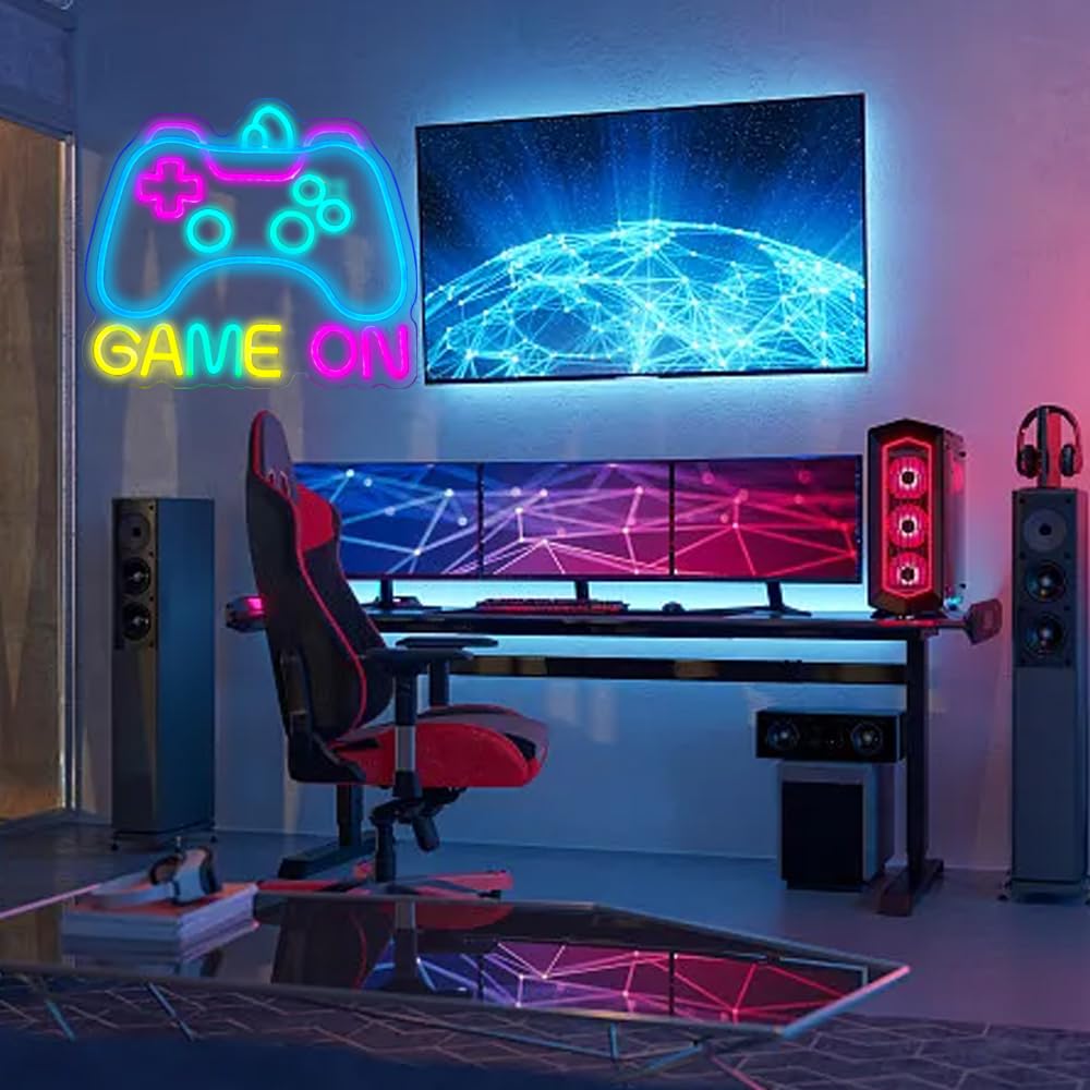 Insegna al neon per decorazione da parete, luce al neon per decorazione della stanza dei giochi, insegna al neon a forma di gamepad, decorazione per la stanza dei ragazzi, miglior regalo per giocatori