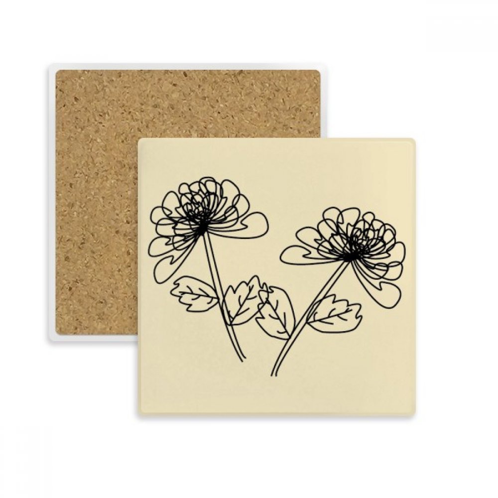 Sous-verre absorbant en pierre motif chrysanthème contre les taches de tasse