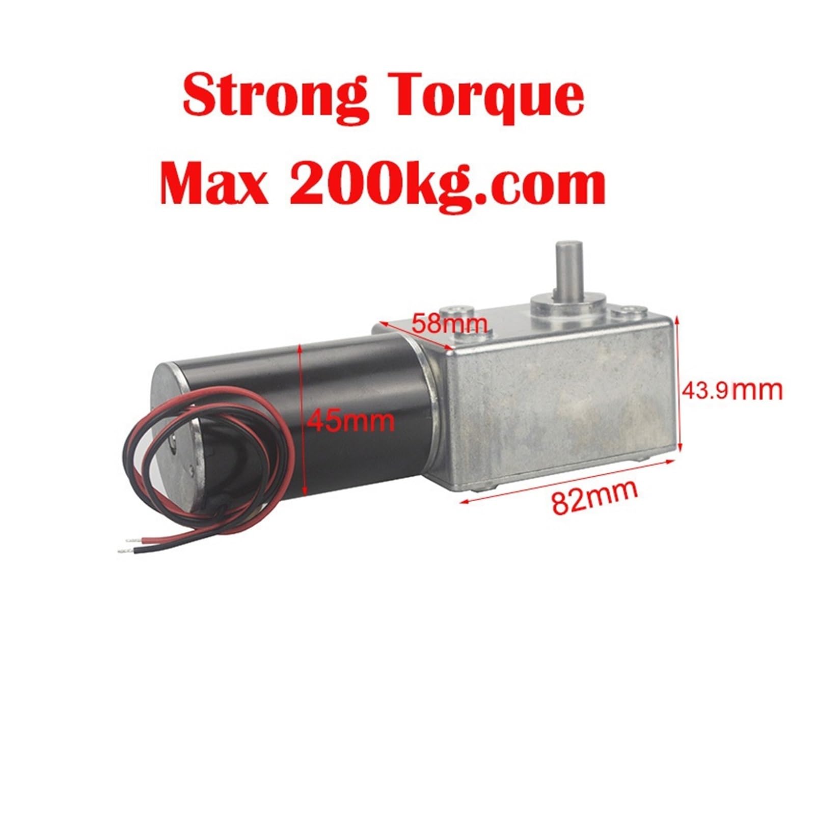 DC12V 24V Getriebemotor mit starkem Drehmoment, Metall-Turbo-Schneckengetriebemotor, umgekehrte niedrige Geschwindigkeit, 200 kg.cm, selbstsperrender Schnecken-DC-Getriebemotor(60 RPM,24V)