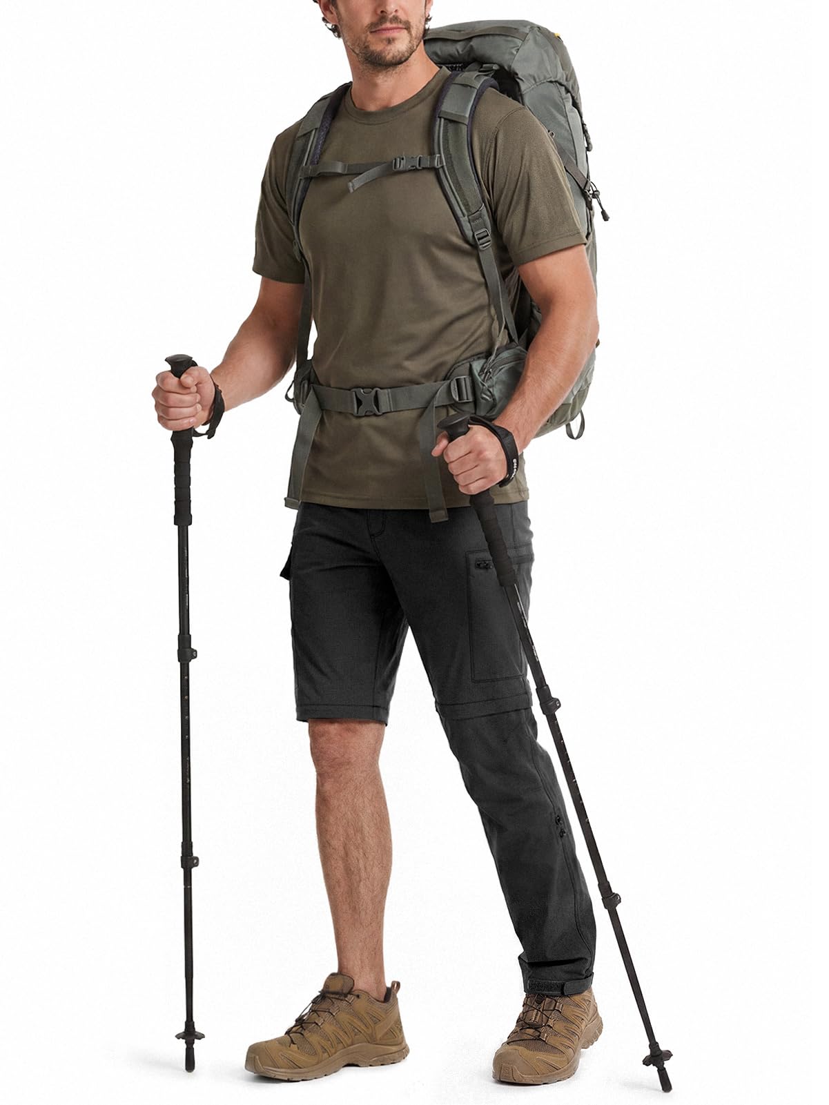 Hiauspor Pantaloni da Escursionismo da Uomo con Zip, Pantaloni da Esterno Leggeri, ad Asciugatura Rapida, Traspiranti per Trekking, Pesca, Campeggio