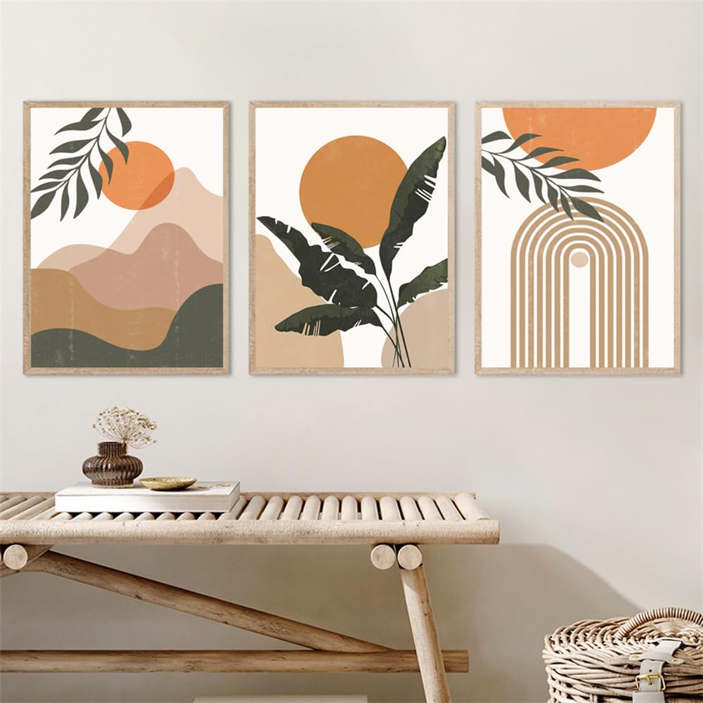 Wbyzac Multicolored Wall Pictures-Abstract Solar Geometry Bohemian Plant Wall Art Canvas Painting Nordic Poster And Print Pictures For Linving Kitchen Room Decor Artwork-30 * 50Cm*3Pcs (No Frame)