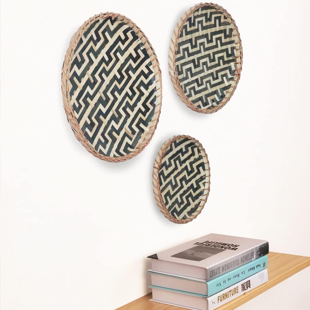 EXCEART 3pcs Woven Wall Basket Set Decorative Hanging Tray for Home Decor Rustic Woven Wall Art for Organizing and Stylish Storage