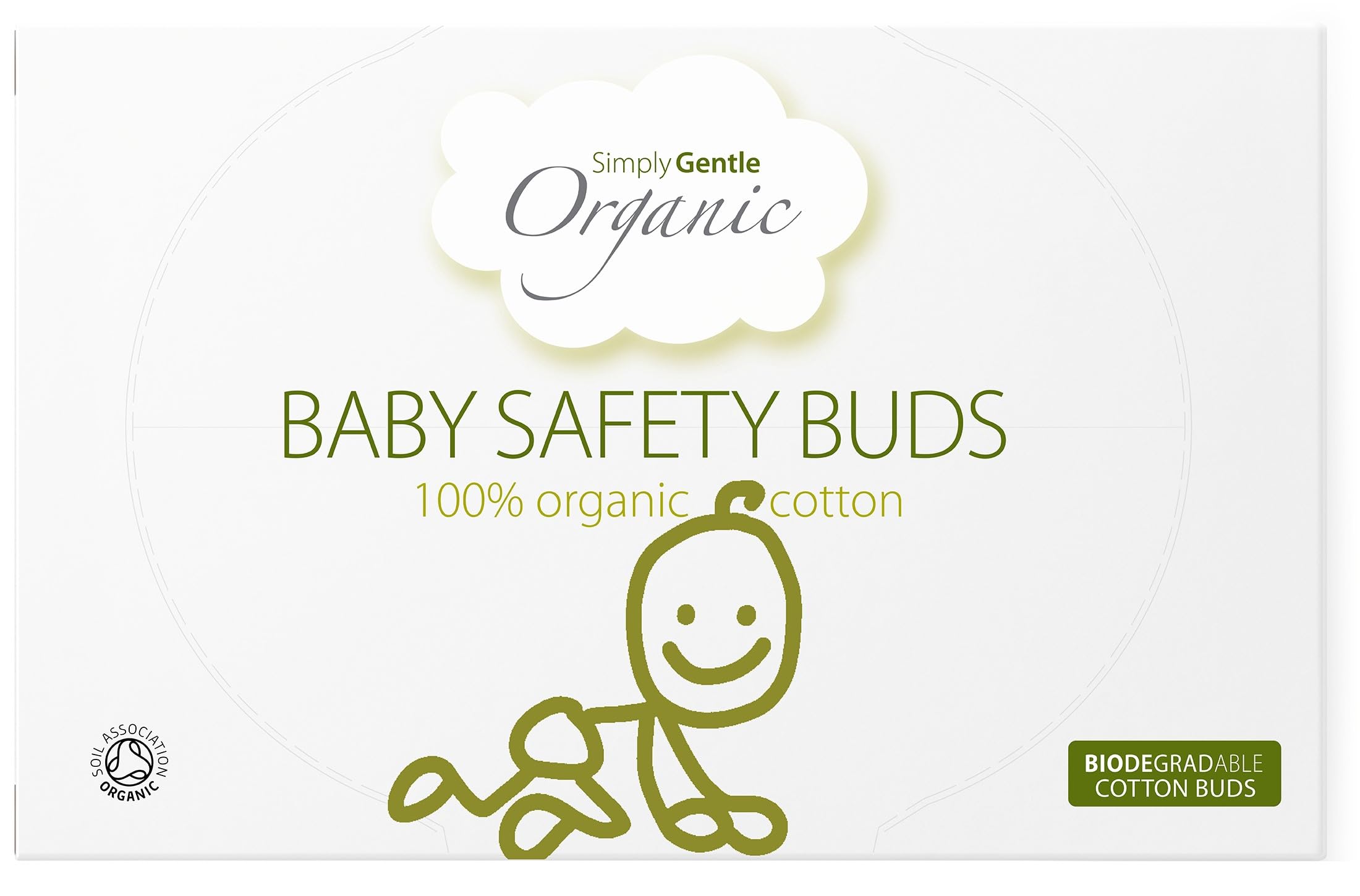 Baby Safety Buds - Eco-Friendly & Biodegradable Buds, 100% Organic Cotton & FSC Paper Stems - Soft & Hypoallergenic, Suitable for Newborns - 60 Buds