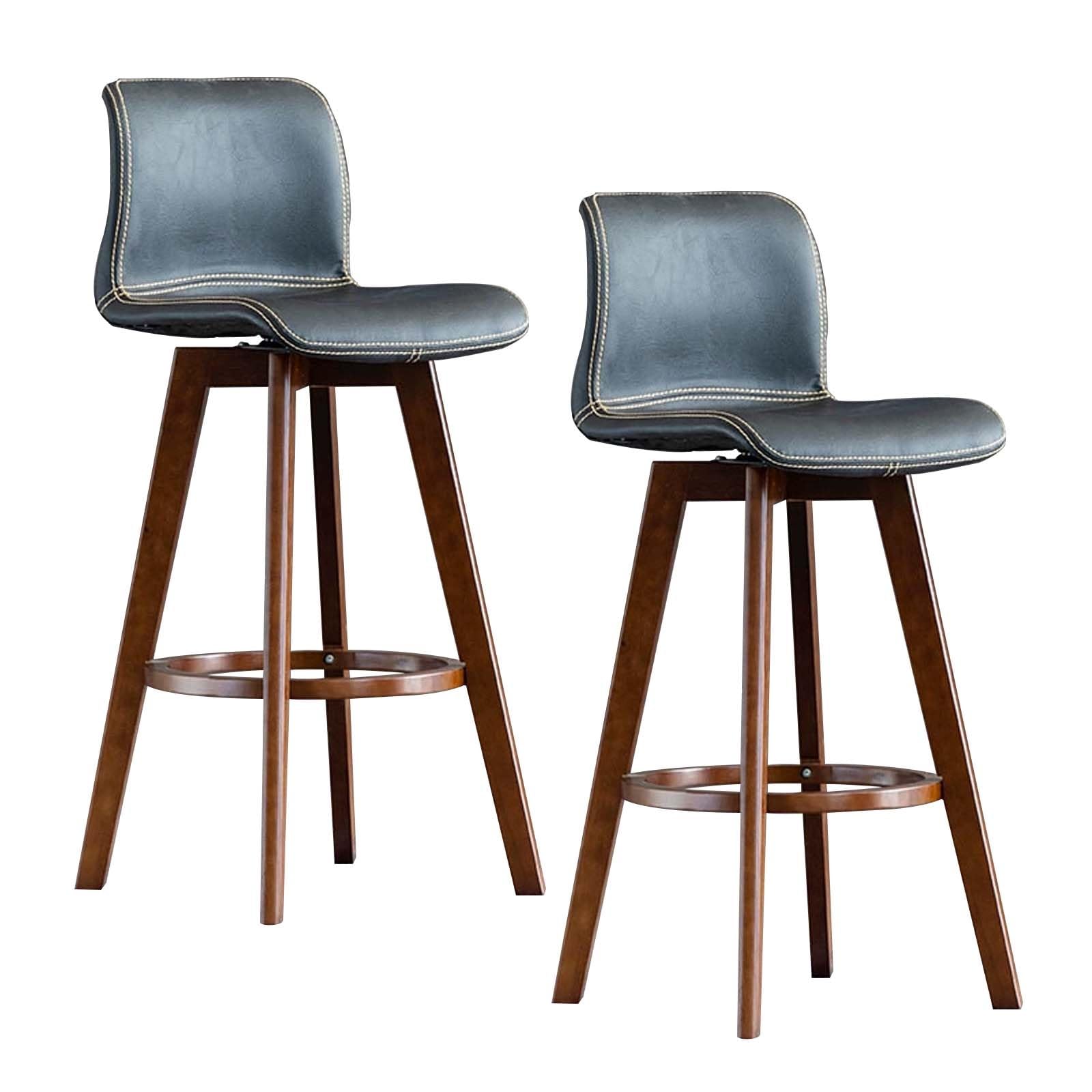 Tabourets de bar en similicuir confortables avec dossier et pieds bois