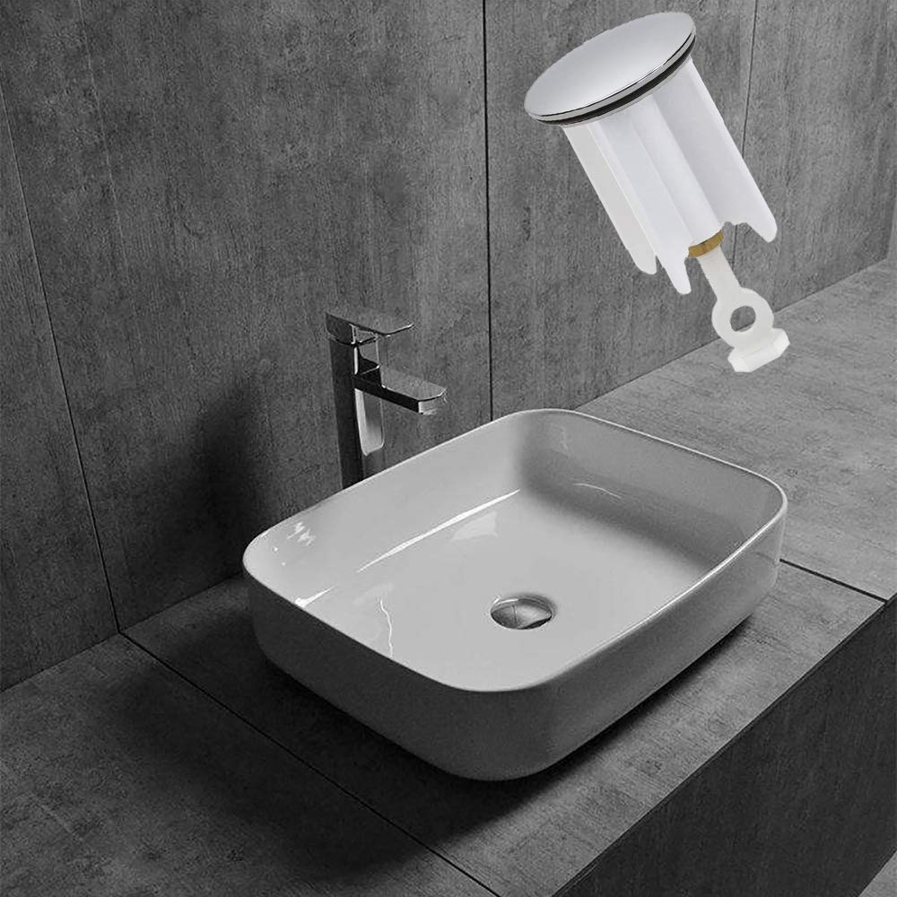 Aoyfuwell Wastafelstop, 2 stuks verchroomde afvoerstops, universele badstopper, in hoogte verstelbaar, afvoerstop met afdichting voor keuken, badkamer, commerciële wastafel (wit