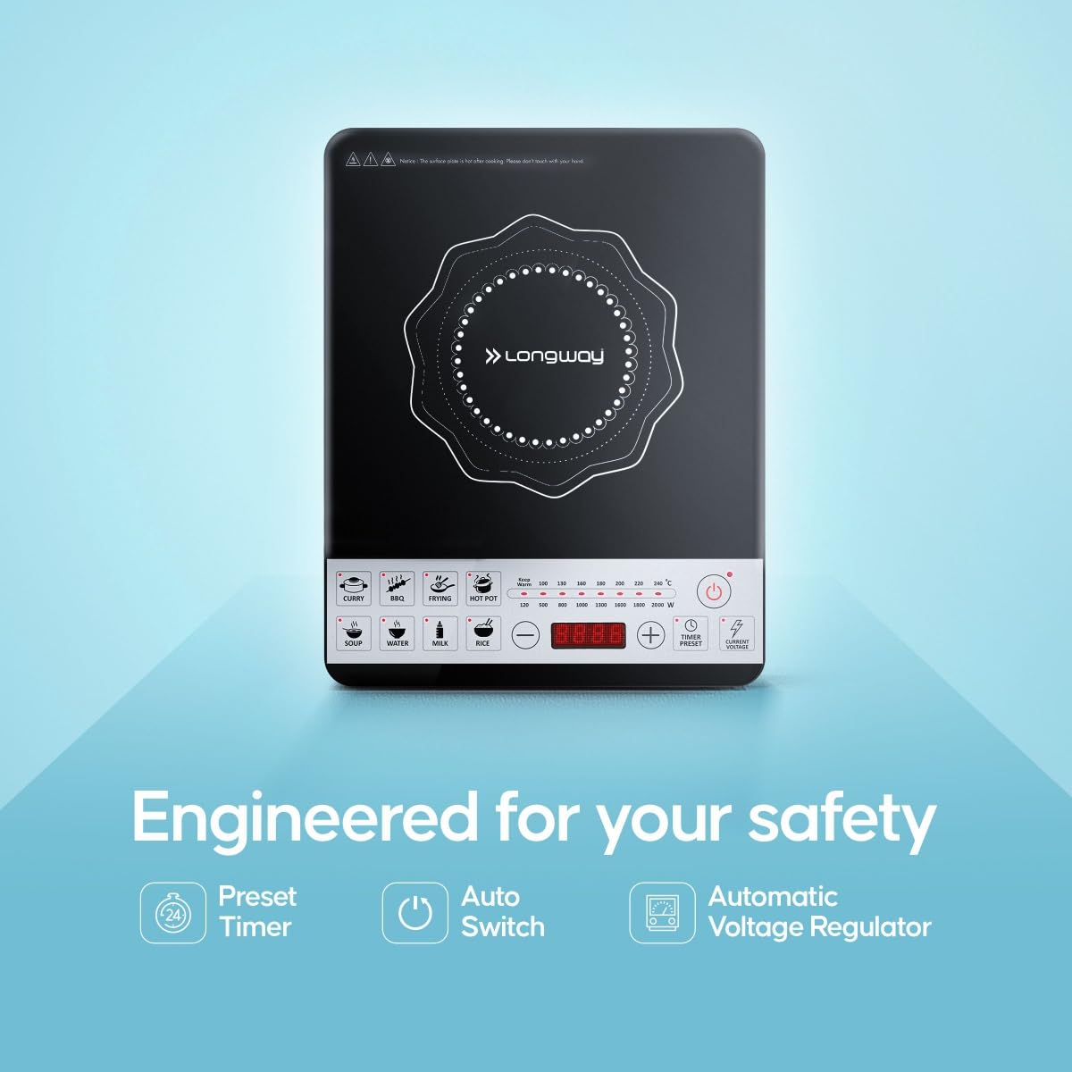 LONGWAY Cruiser IC 2000 Induction Cooktop - Black -6