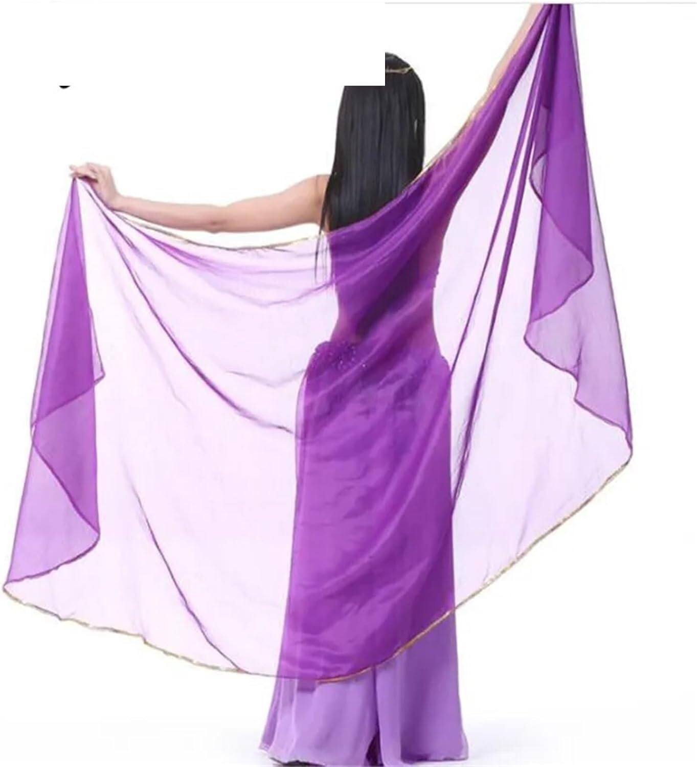 SSDDLZEQ Stage performance version Half-circle Belly Dance Scarf-style Chiffon Veil, Costume Accessories(3)