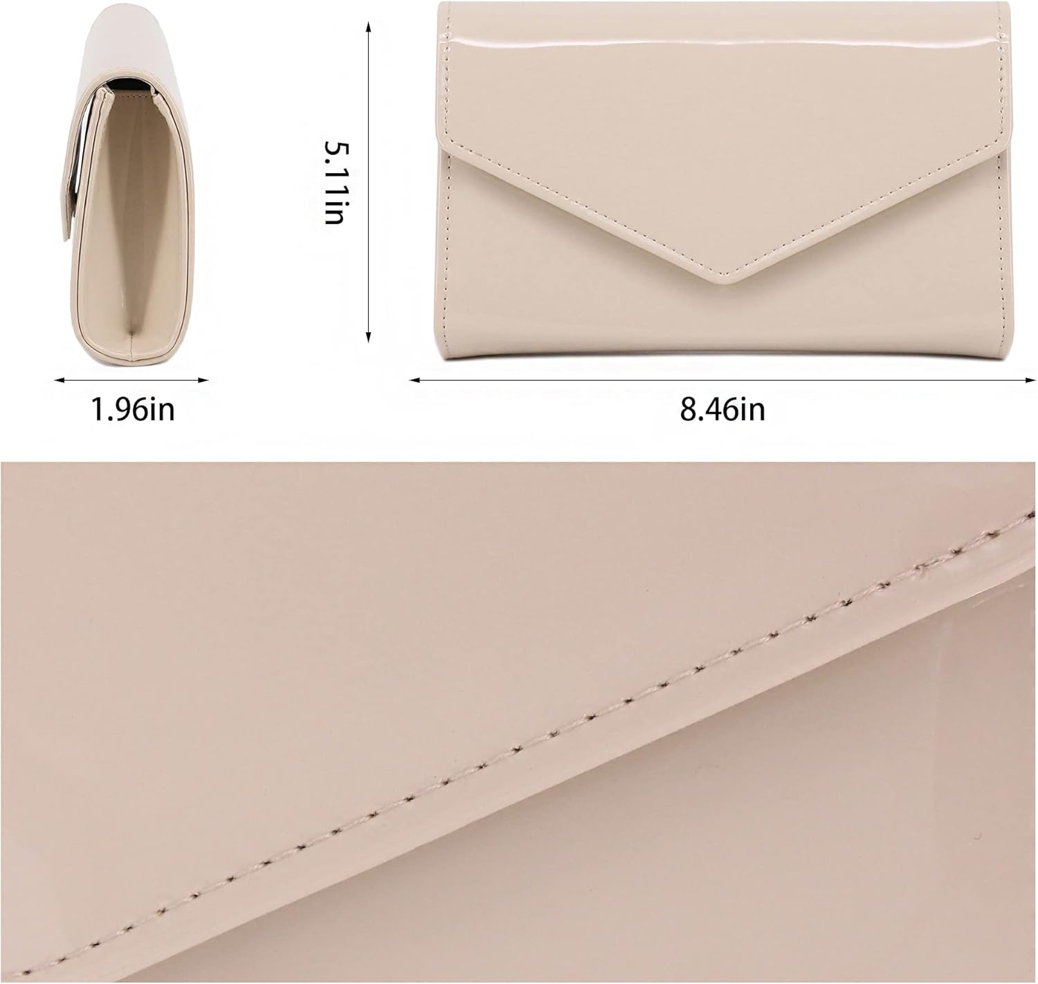 Naimo Womens Leather Evening Bag Elegant Envelope Shoulder Handbag Wedding Party Clutch Purse