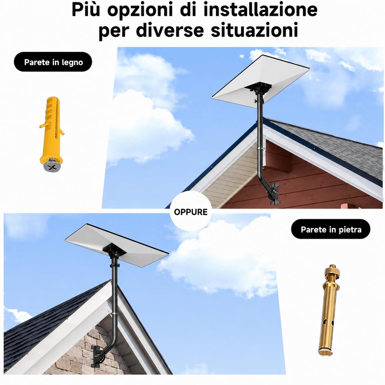 Palo antenna universale per TV, satellite, radio, antenne WiFi, Star-link | Supporto a parete per antenna regolabile, Palo per antenna, Supporto per antenna