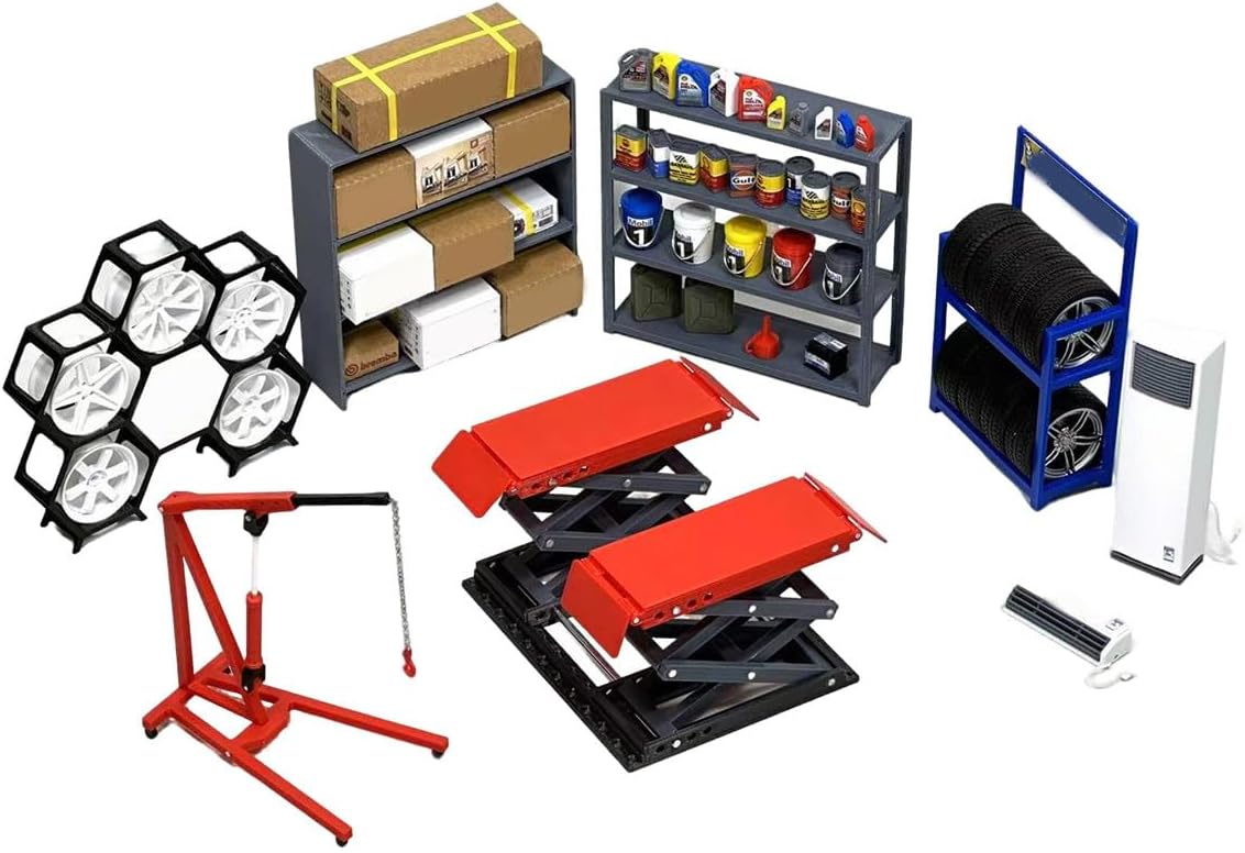 1/18 Lift Model Set, DIY Car Repair Shop and Custom Shop Scene, Exquisite Decorative Item, Perfect As a