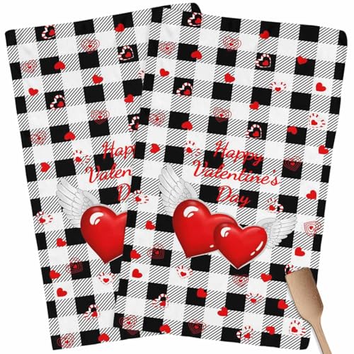 Kitchen Towel Set of 2,Happy Valentine