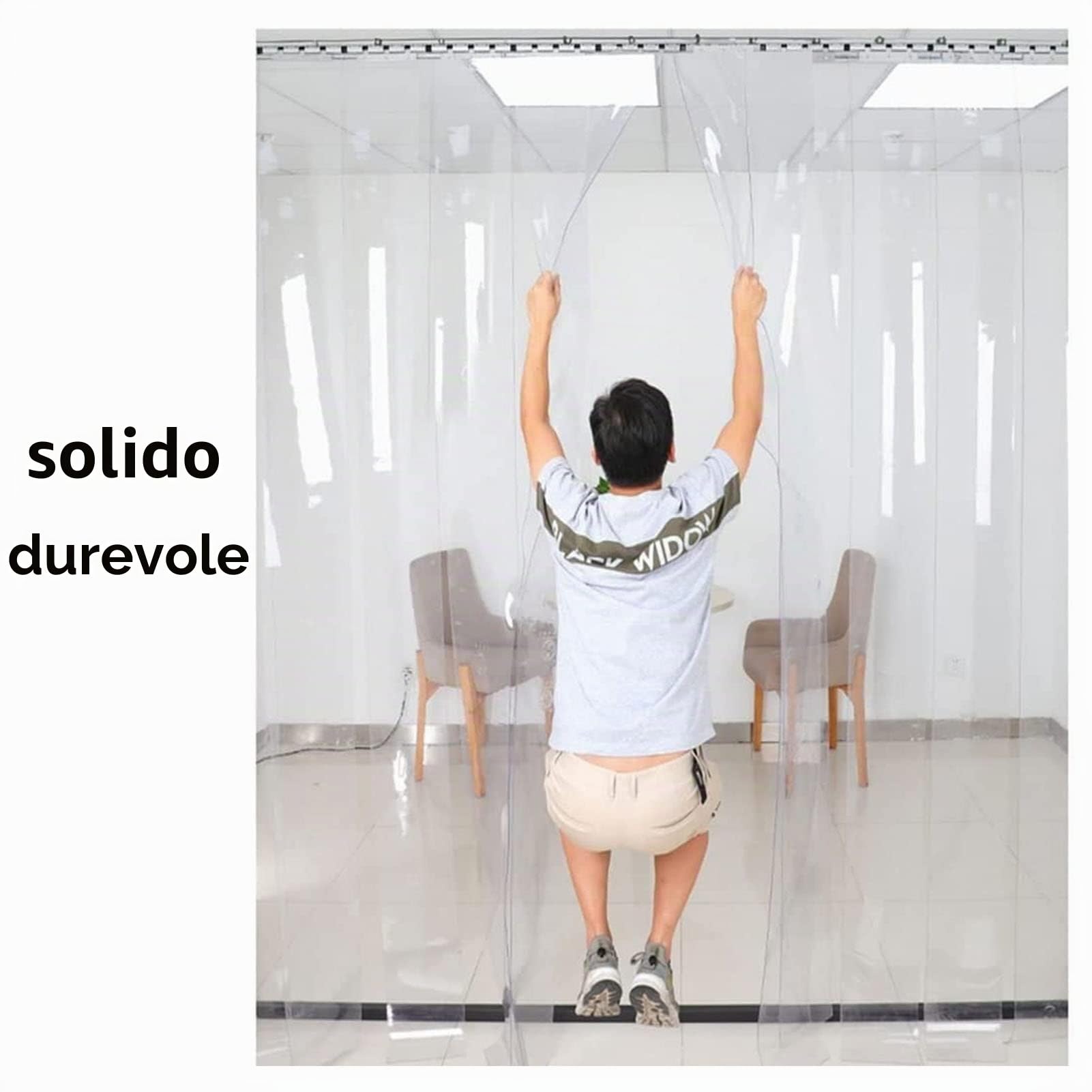 Strisce per Tende in PVC Trasparente/Tenda per Porta a Strisce di Plastica Robusto Strisce in PVC Tenda per Porta a Strisce in Vinile per Fabbrica, Box Auto(75x210cm)