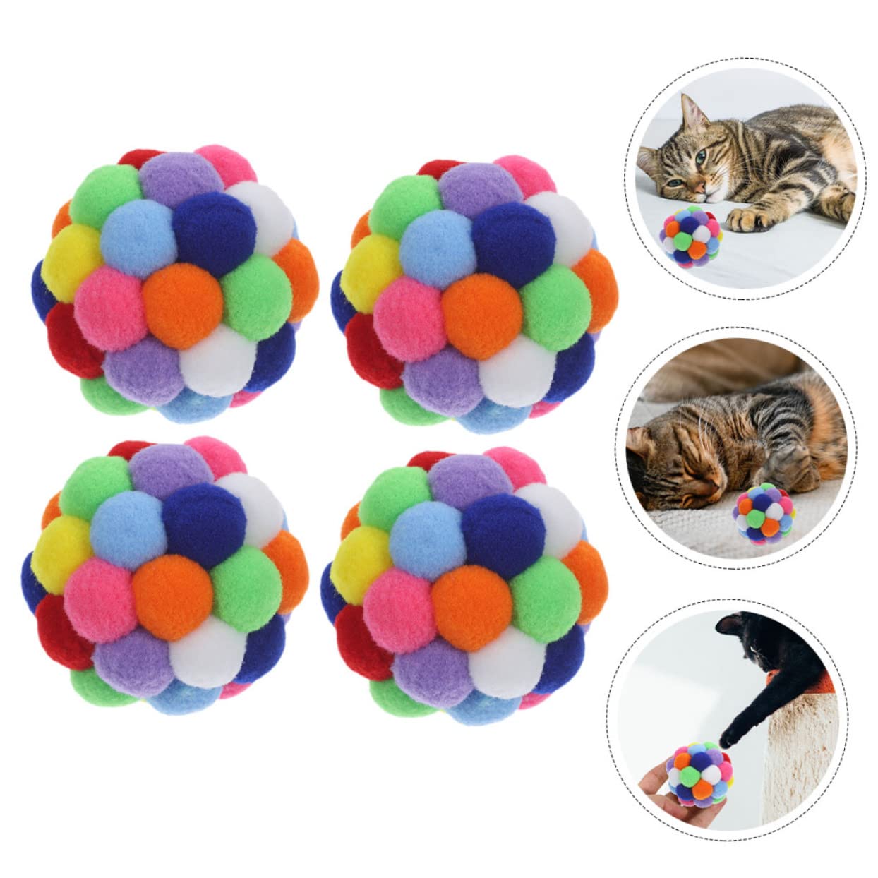HANABASS 4pièces Balles pour Chats avec Clochettes Jouets Interactifs pour Chats Intérieur Balles pour Chatons