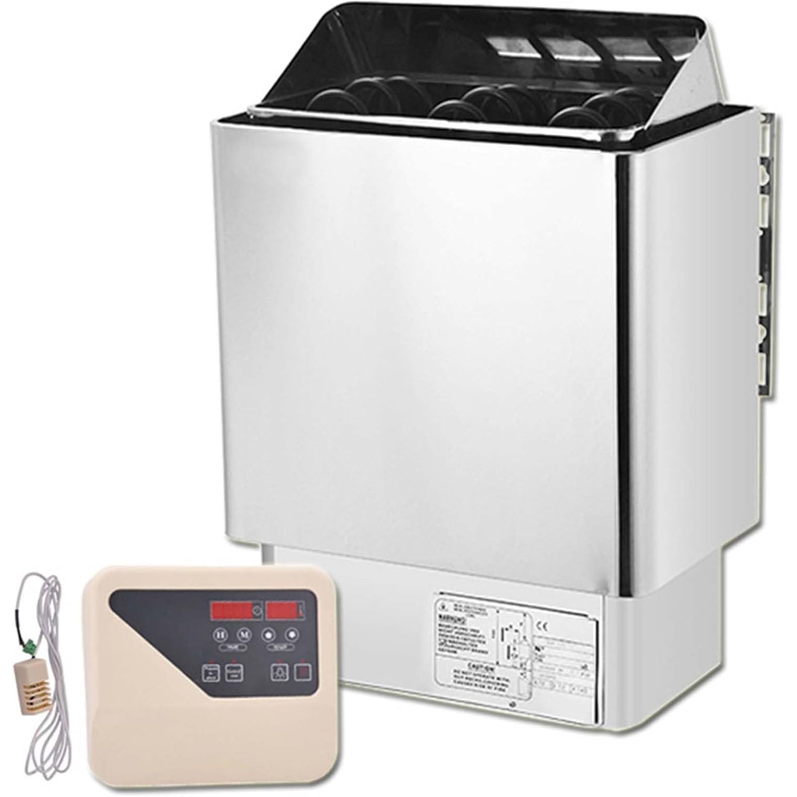 PioMue Electric Sauna Heater Stove,Stainless Steel SPA Dry Steam Bath,Commercial Sauna Heater,External Controller Included,Wall Mounting 380V-6KW