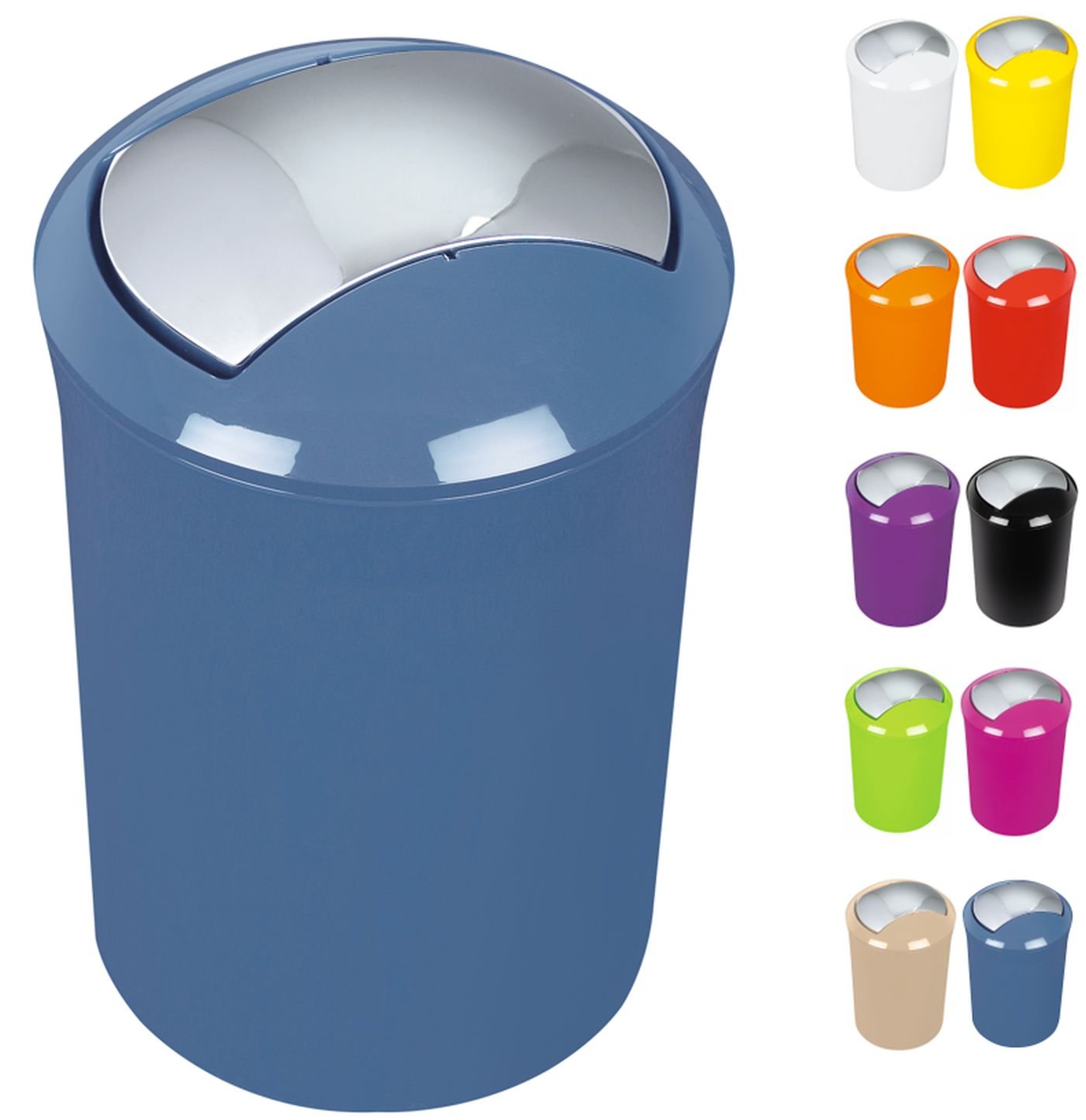 SPIRELLA Sydney Collection Bathroom Bin 19 x 19 x 30 cm (5 Litres) Polystyrene Blue