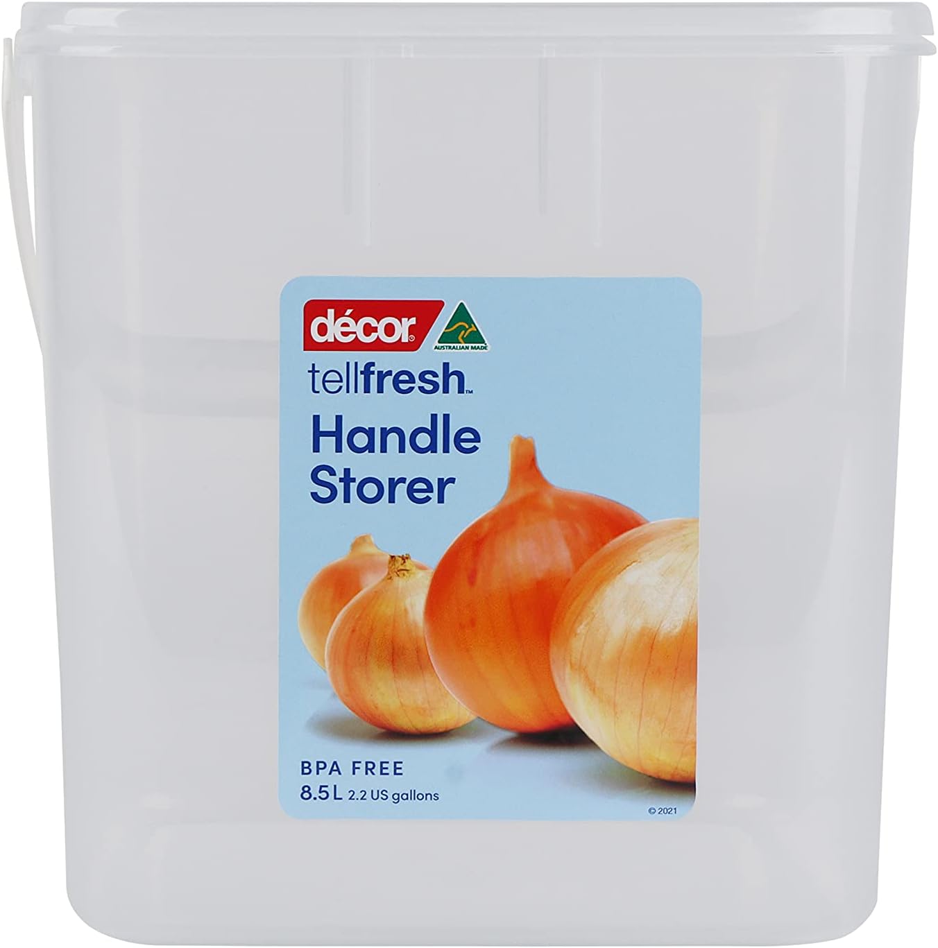 Decor Tellfresh Super Square Food Storer with White Handle, 8.5 Litre