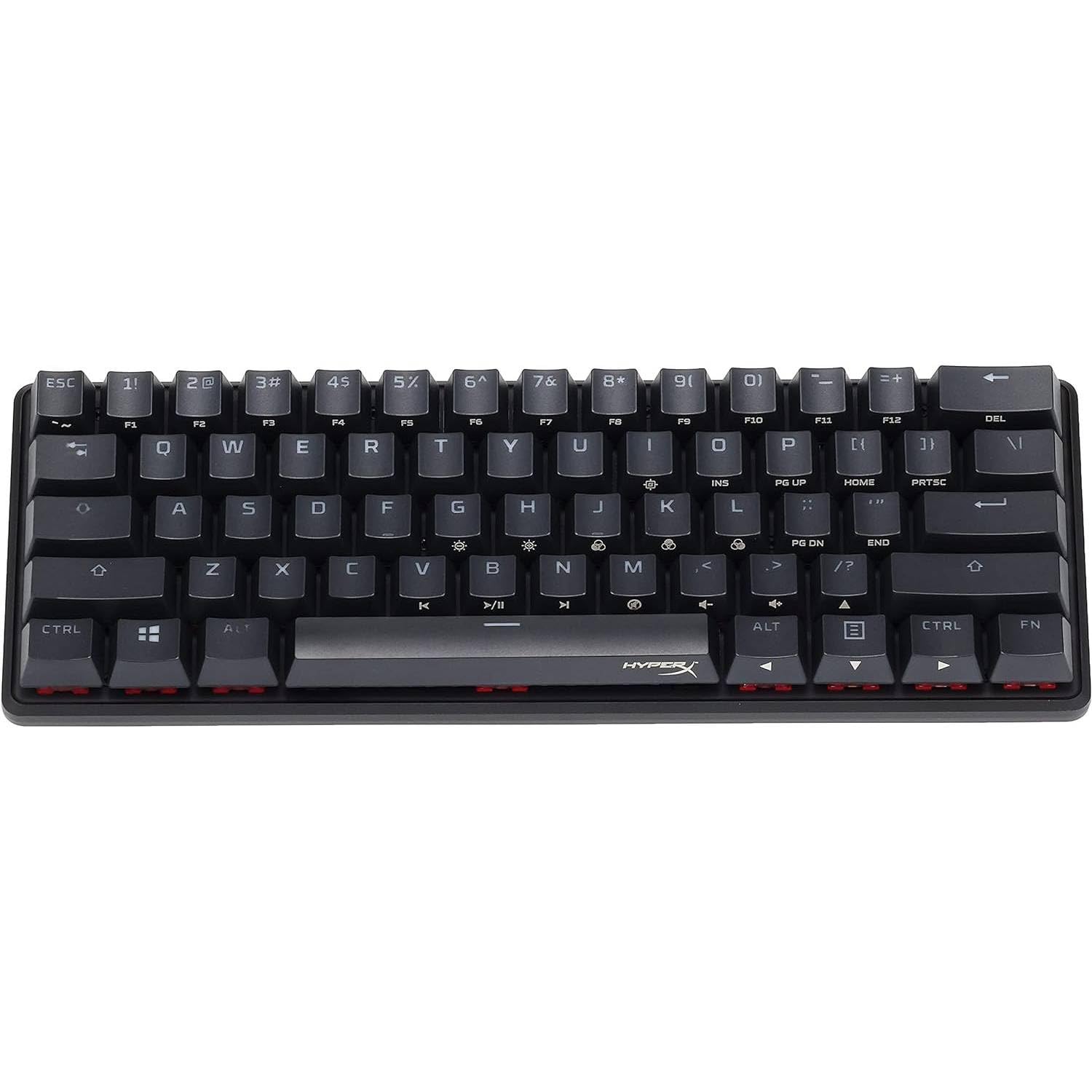 HyperX Alloy Origins 60, Tastiera Meccanica da Gaming Cablata, Illuminazione RGB, Telaio in Alluminio, 80 Milioni di Pressioni Garantite, Cavo USB-C, 3 Dispositivi Collegabili, Layout Inglese, Nera