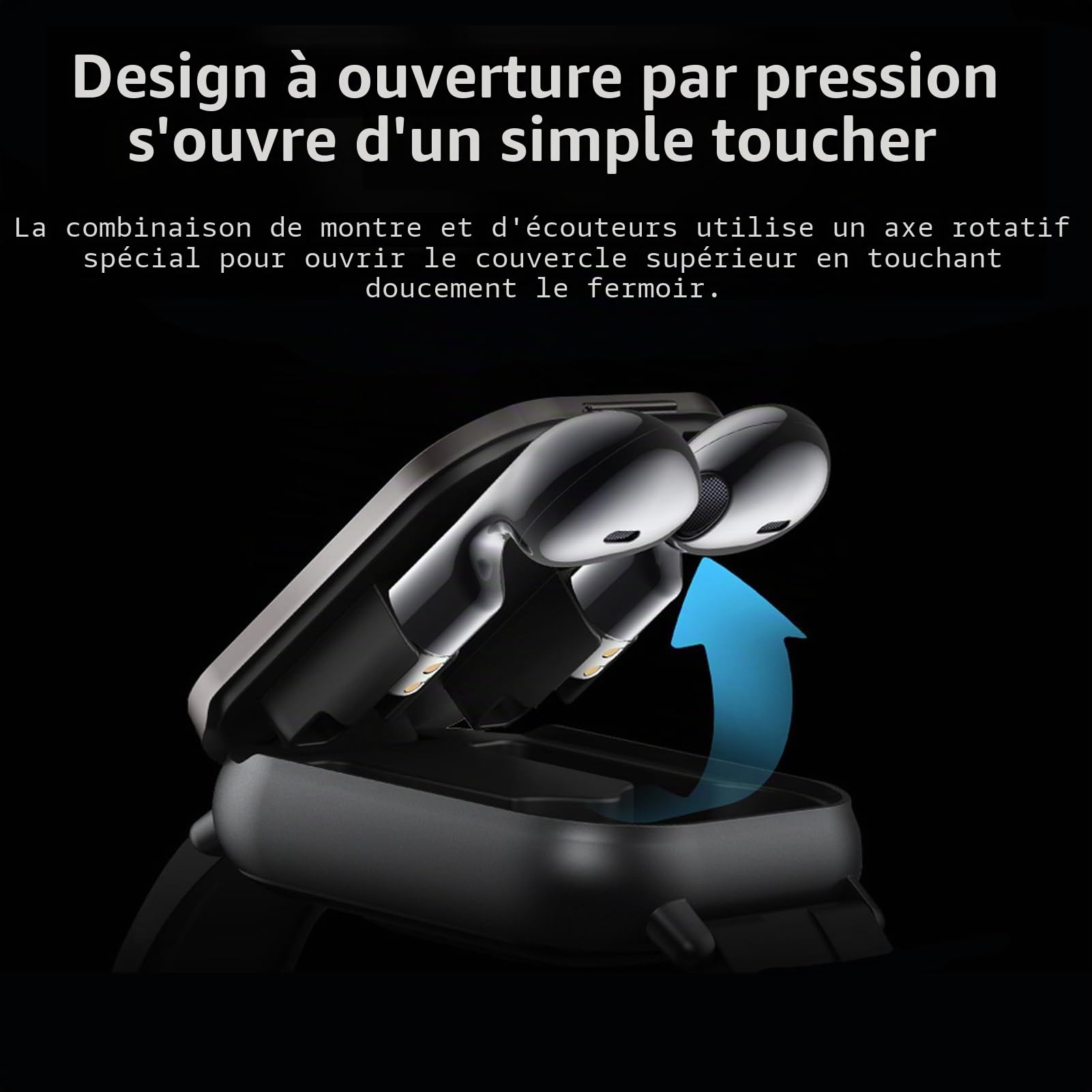 Montre Intelligente avec écouteurs, écran HD 2,01 pour Hommes et Femmes, Tracker d'activité étanche IP67, 100 + Mode Sport, Moniteur de Sommeil Fréquence Cardiaque, Podomètre pour Android et iOS