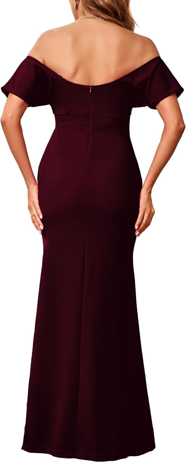 Formal Dresses for Women Cocktail Sexy Off Shoulder Floor Length Long Evening Party Dress with Zipper - Image 8