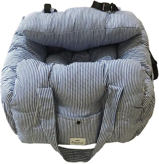 車載犬小屋防水シートペット安全シート携帯ペットベッド (灰色と白のストライプ,46*42*24/34cm)