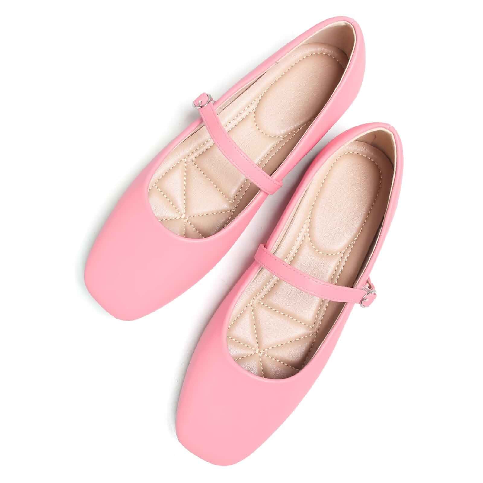 TN TANGNEST Faux Leather Flats for Women Retro Mary Jane Flats Comfortable Square Toe Slip On Flats with Buckle Strap, Soft Work Flats Office Shoes