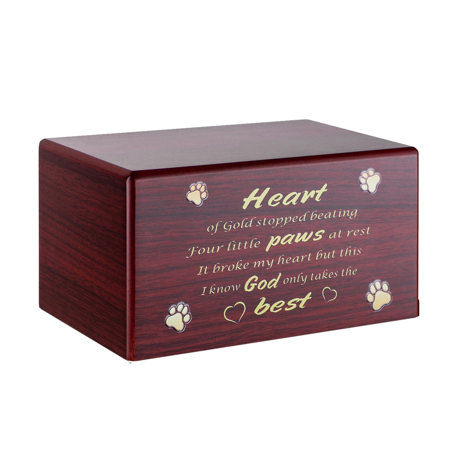 NEWFT Cat Ashes Box Pet Funeral Cremation Box with Carved Word Wooden Urns Box Keepsakes Funeral Casket Pet Dog Memorial
