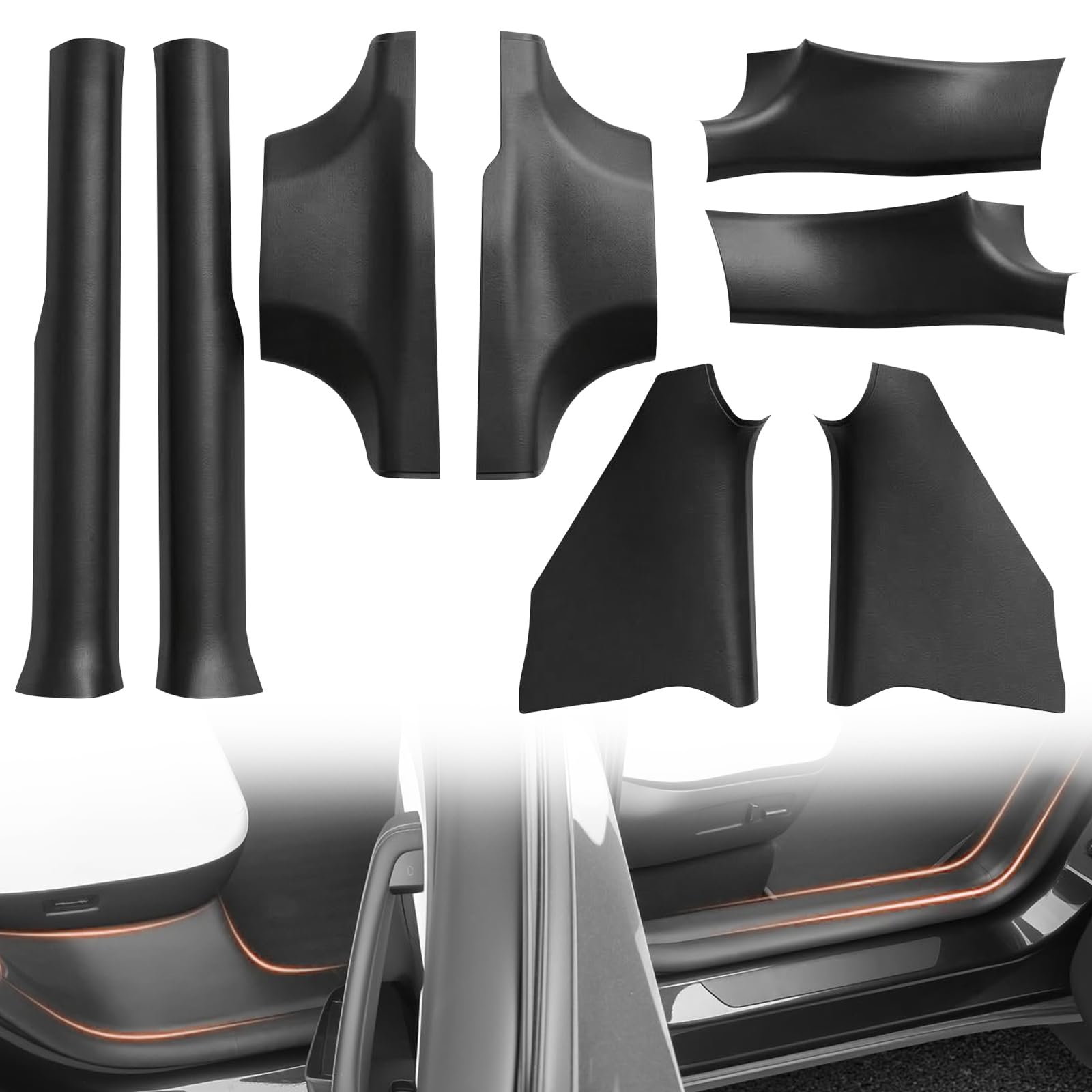 8 protectores de umbral de puerta para Tesla Model Y J2025 Juniper, protección contra salpicaduras de fuerte dureza