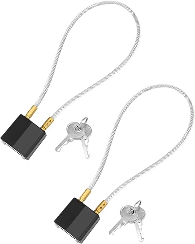 QWORK Candado para casco de motocicleta, paquete de 2 llaves iguales con llave y cable, universal, para motocicleta, casco de bicicleta, seguridad