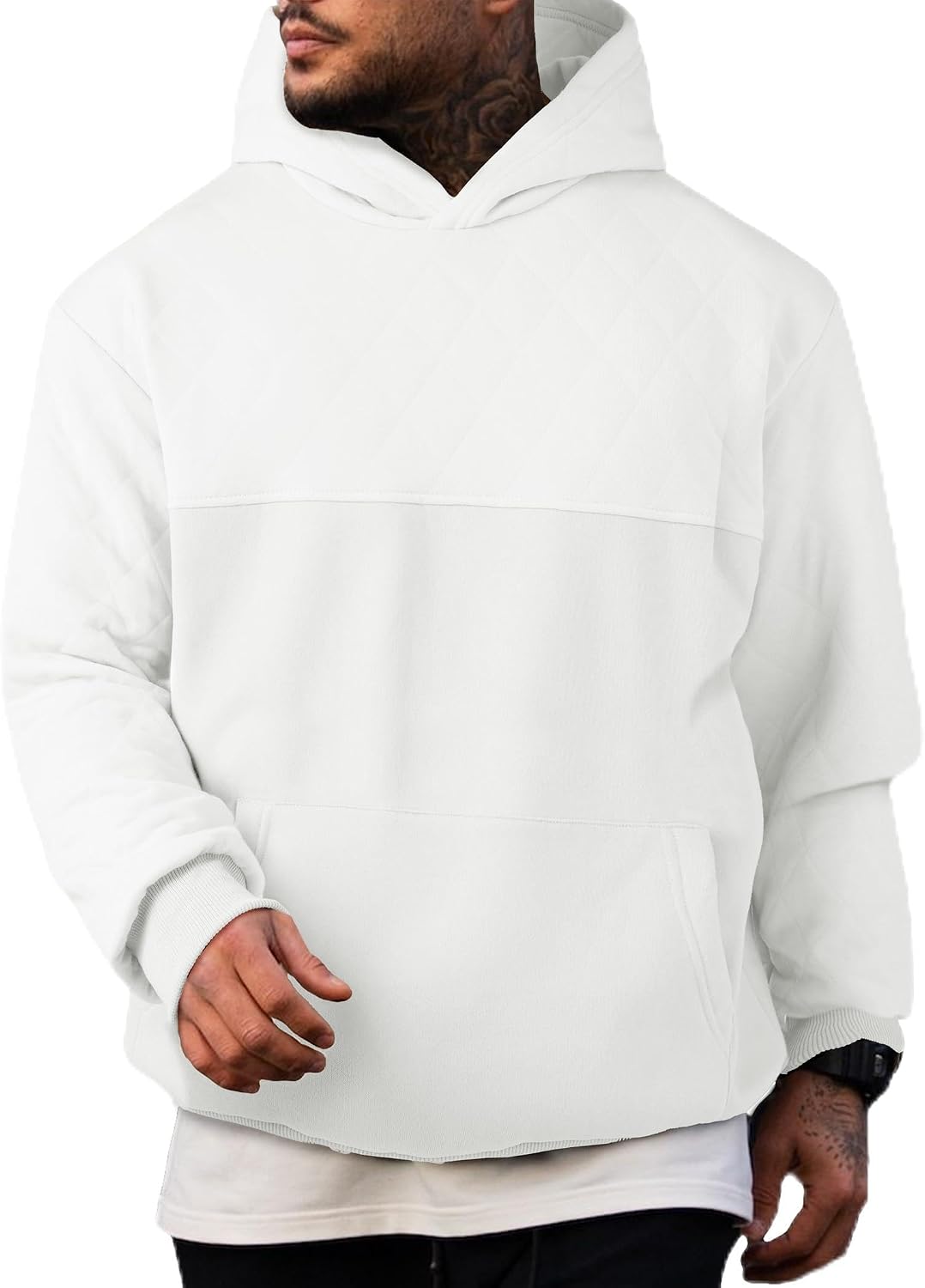 JMIERR Mens Casual Hooded Collar Fleece Hoodies Pullover Sweatshirts Warm Long Sleeve Shirts