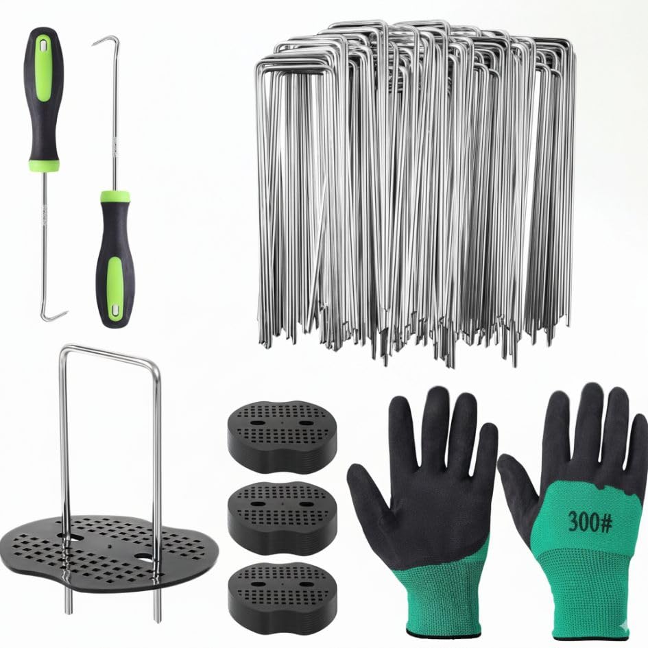 VIROSA Pack of 100 Garden Pegs, Landscape Staples, U Shaped Nail Pins | Galvanised Steel | Ideal for Weed Control Membrane, Netting Fence, Landscape Fabric, Artificial Grass (Garden Pegs Set)