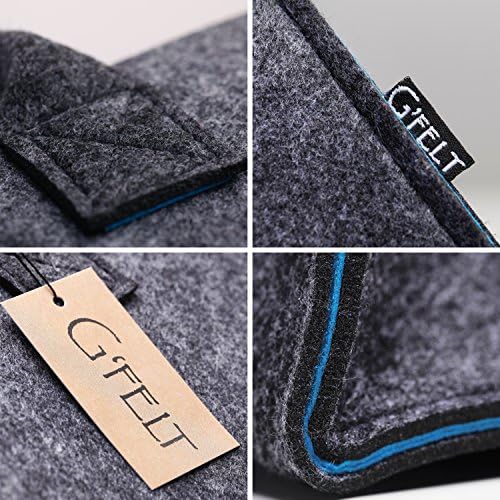 G'FELT Filztasche Premium - als hochwertige Einkaufstasche, schicke Freizeit-Tasche oder Badetasche, Zeitungskorb, Filzkorb, Einkaufskorb, stabile Kaminholztasche - zweifarbig grau und gelb