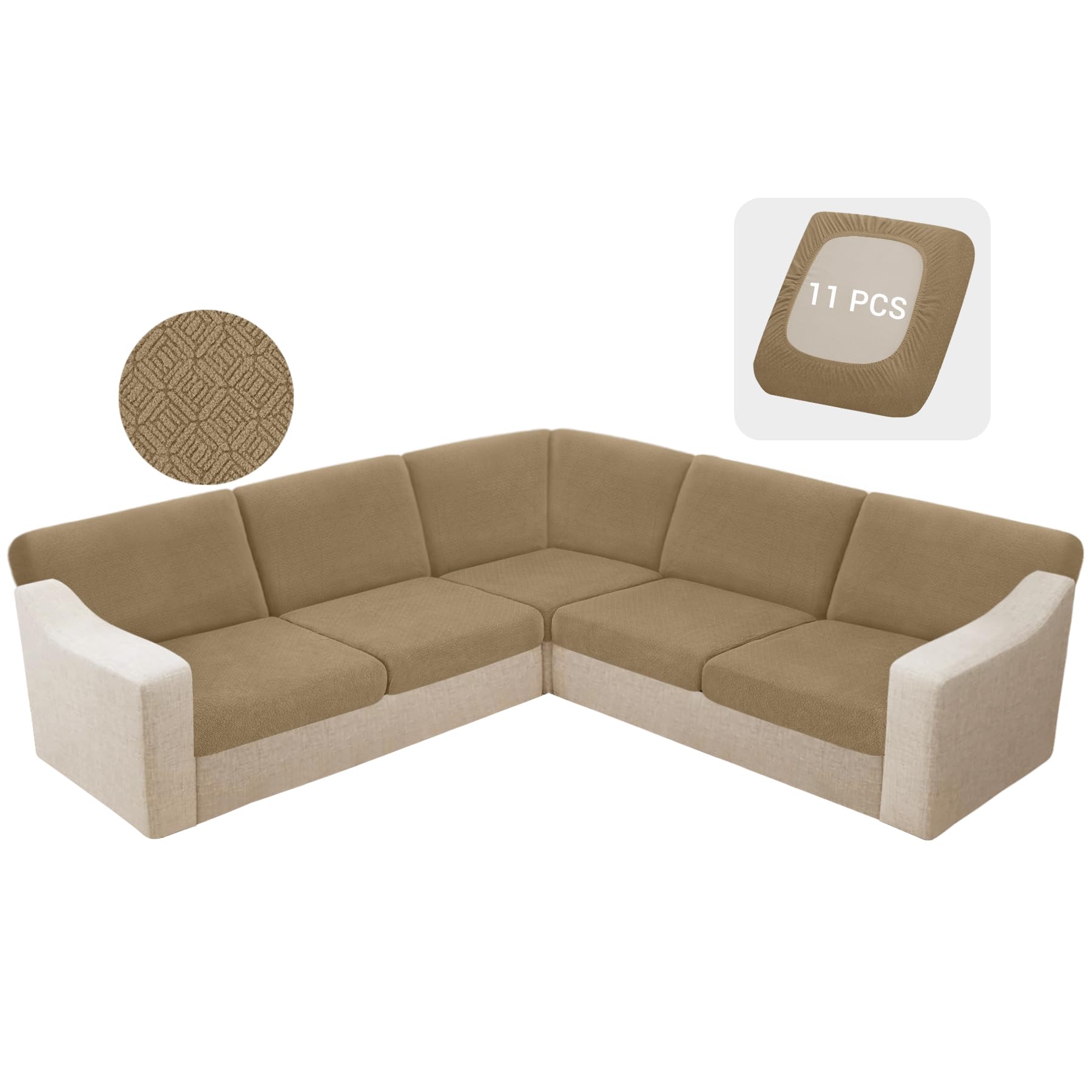 HDCAXKJ Waterproof Sectional Couch Cushion Covers 11 Pieces Stretch Jacquard L Shaped Corner Sofa Slipcover Back Cover Soft Sofa Seat Cushion Covers