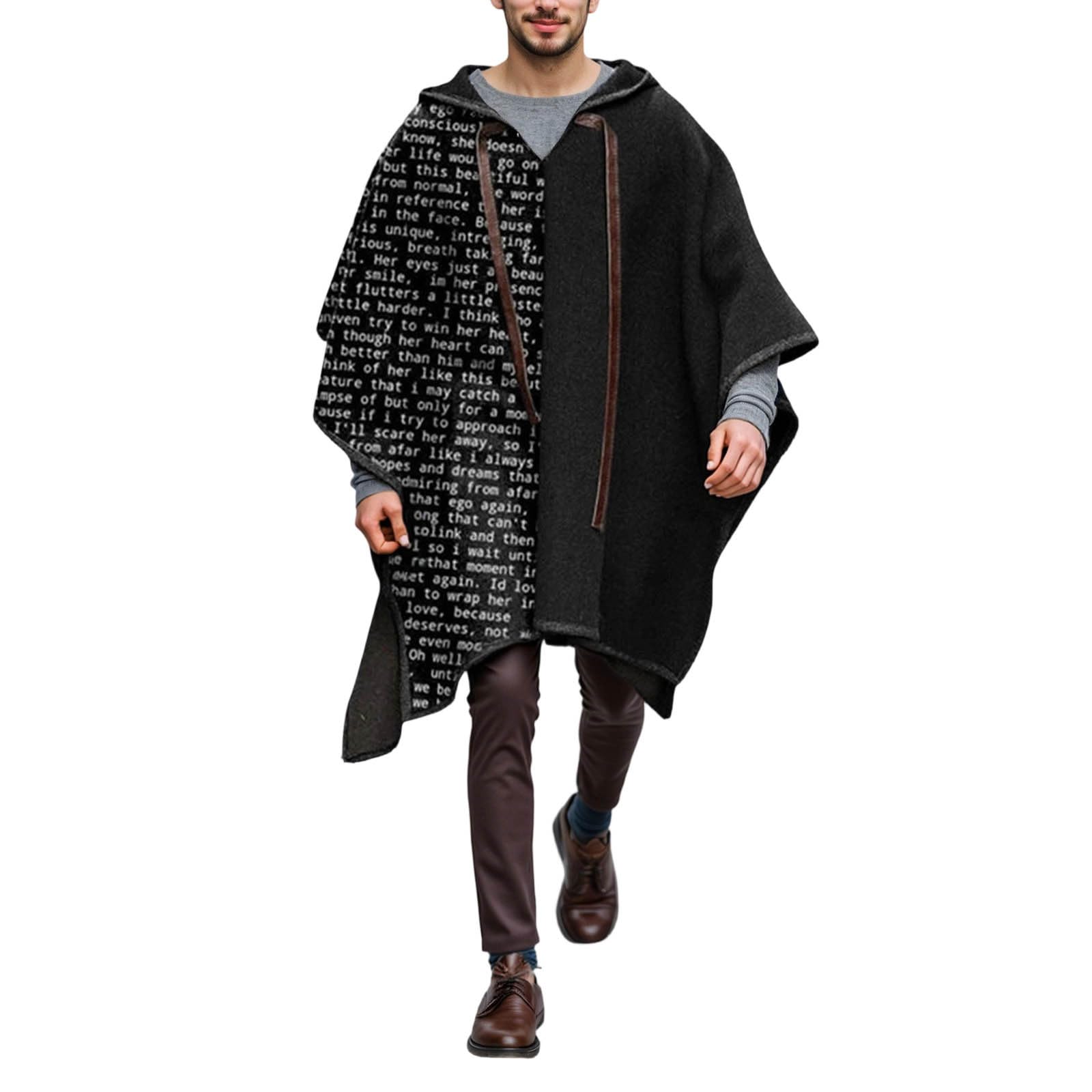 Poncho para hombre patchwork casual manta gruesa térmica capa vaquero occidental capa poncho de lana invierno chaqueta hippie alpaca sudadera hombre sin capucha toalla poncho adulto