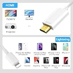 [Certifié MFi] HDMI Câble pour iPhone 6.6FT Numérique AV Adaptateur 1080P HD Connecteur d'écran de synchronisation vidéo iPhone à HDMI pour TV Projecteur Monitor